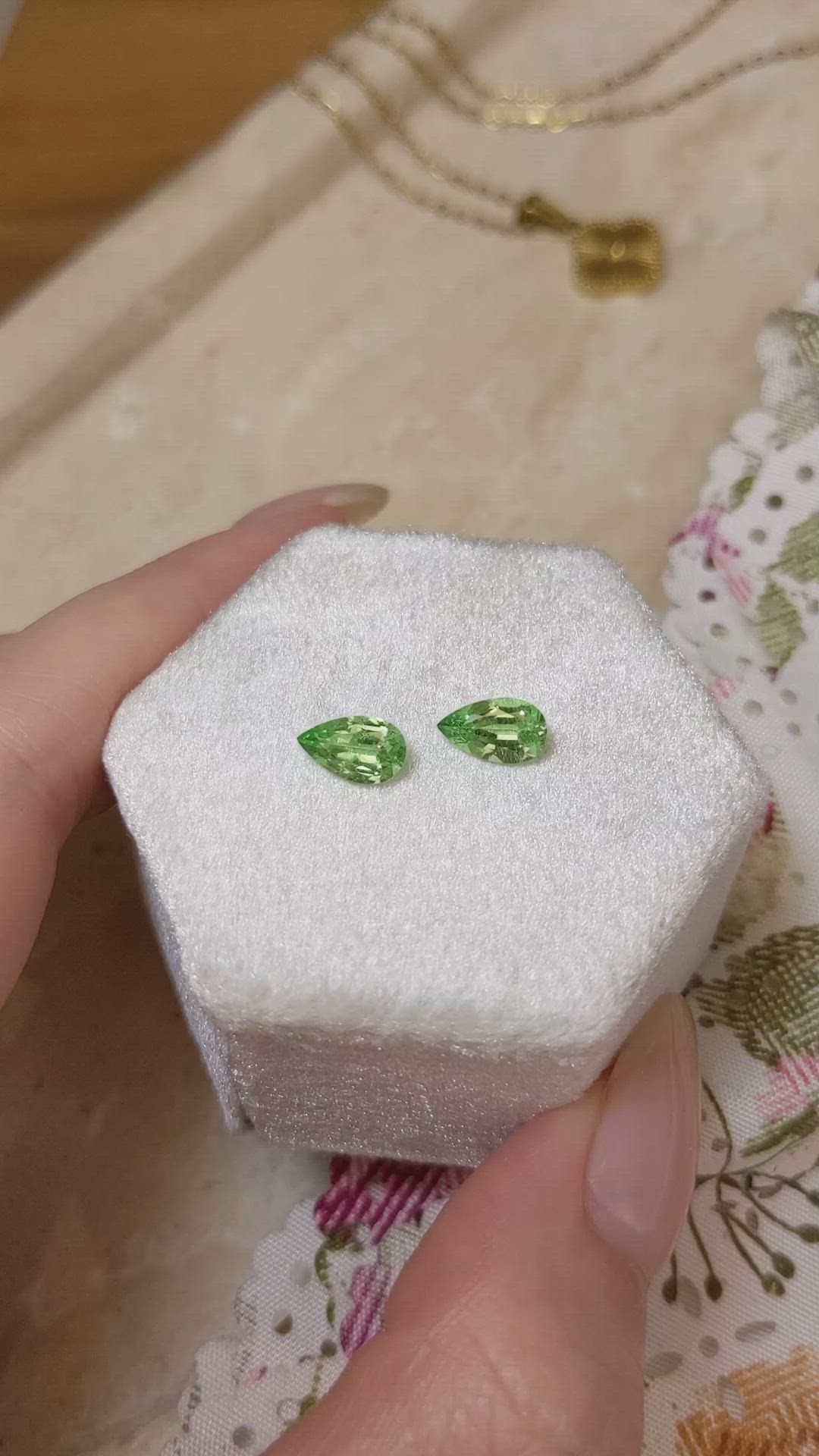 1.78 Ct.Tw.Total Carat Weight Tsavorite Garnet Pair from Tanzania Size Video
