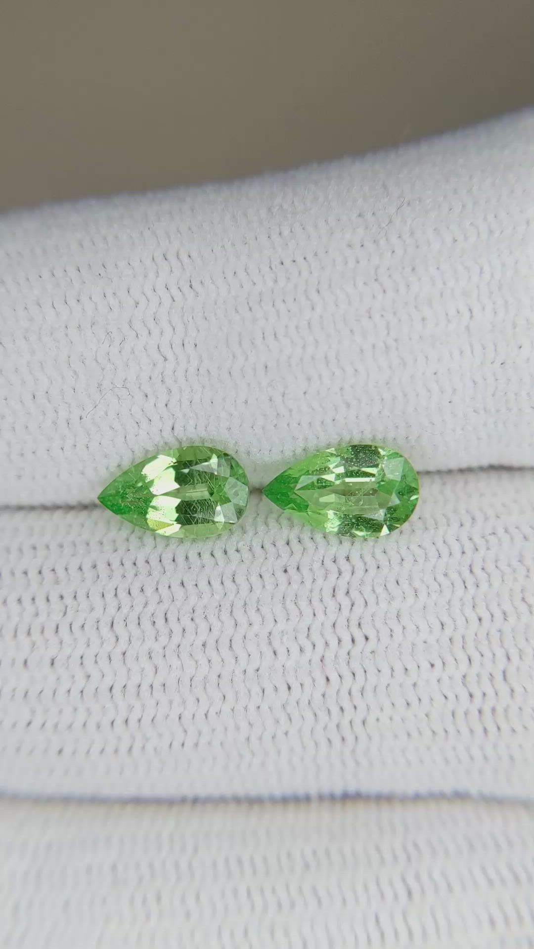 1.78 Ct.Tw.Total Carat Weight Tsavorite Garnet Pair from Tanzania Size Video