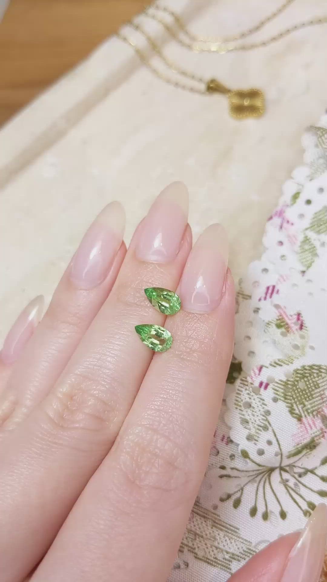 1.78 Ct.Tw.Total Carat Weight Tsavorite Garnet Pair from Tanzania Size Video