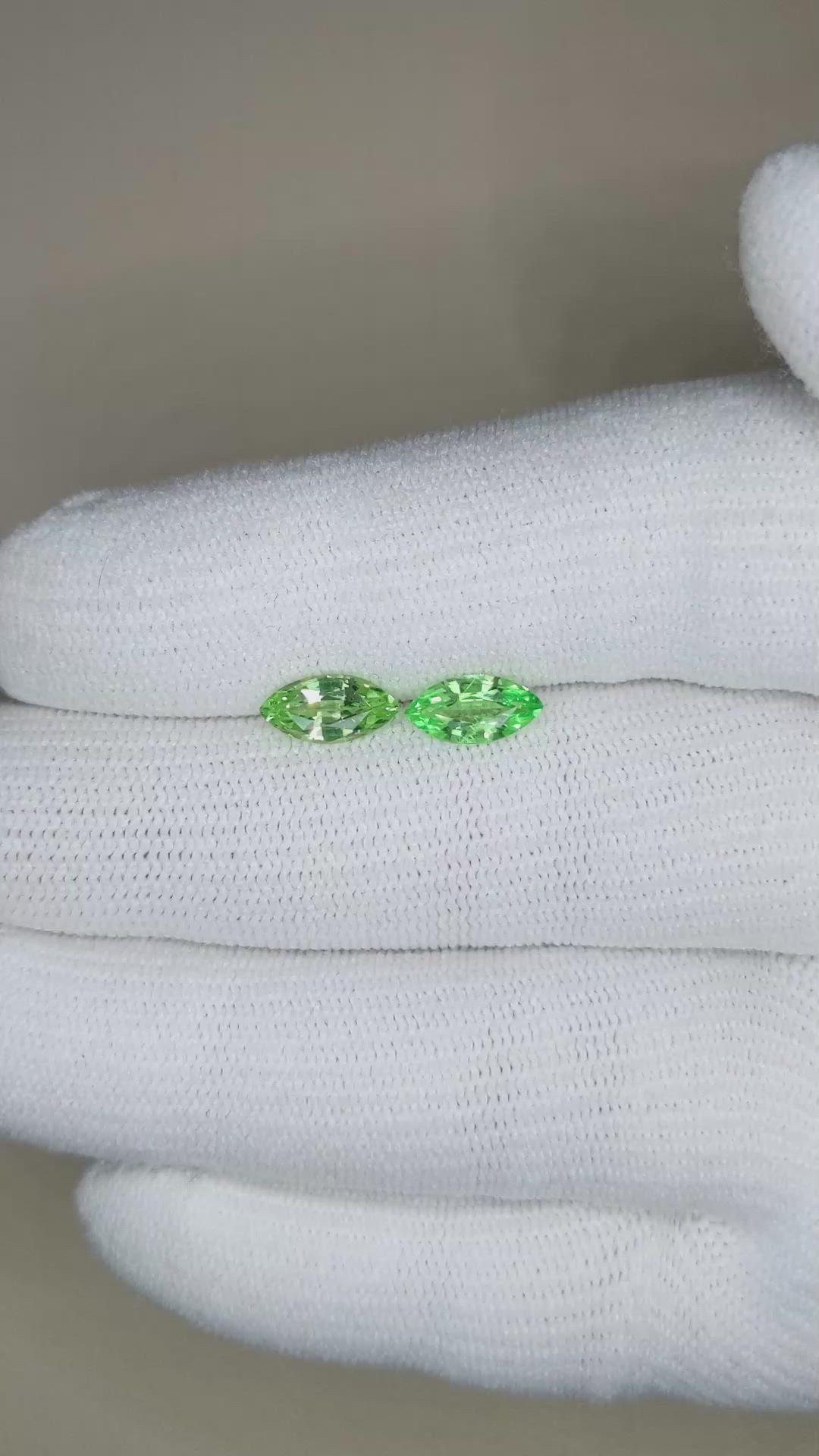 1.59 Ct.Tw.Total Carat Weight Tsavorite Garnet Pair from Tanzania Size Video