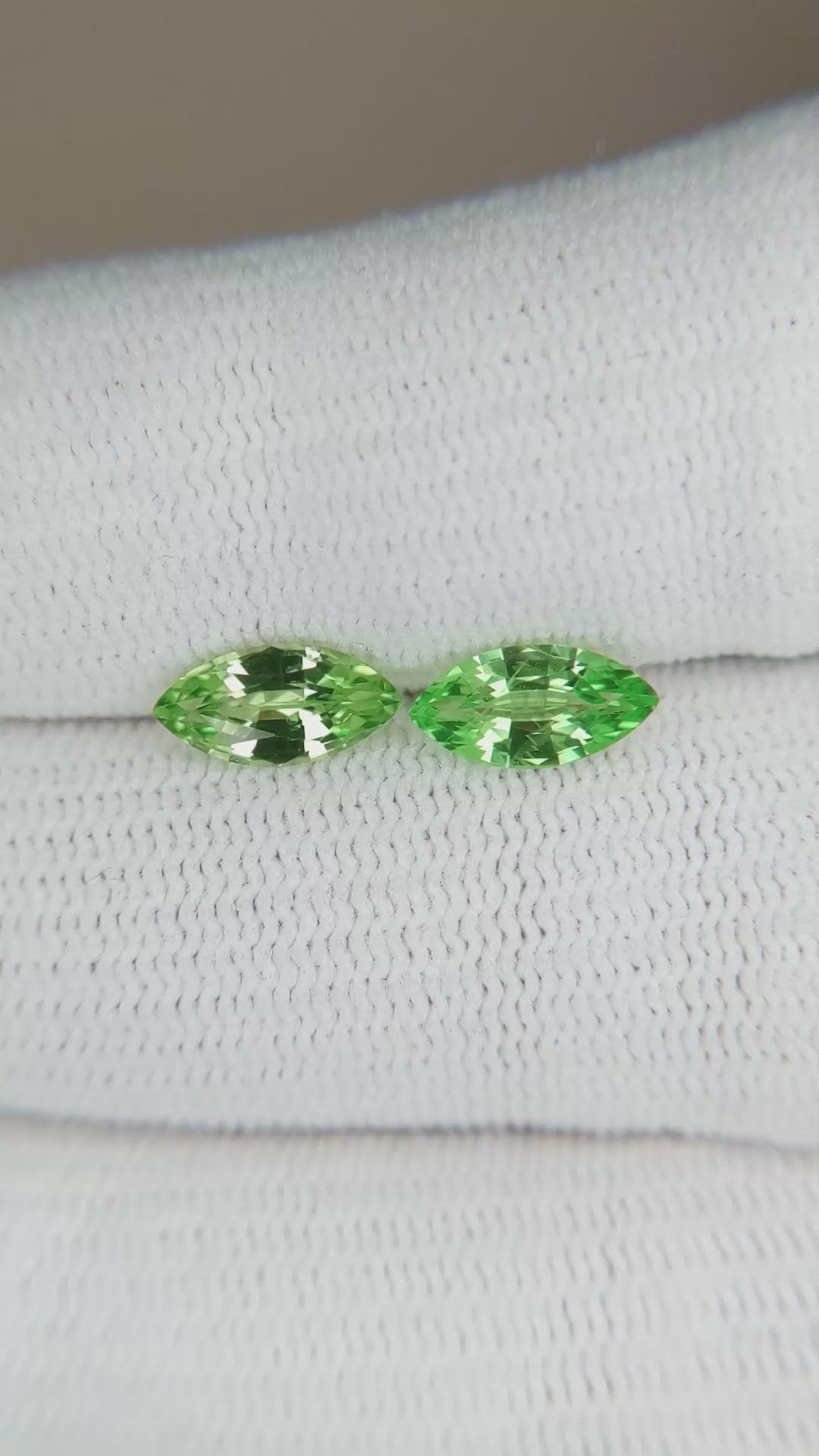 1.59 Ct.Tw.Total Carat Weight Tsavorite Garnet Pair from Tanzania Size Video