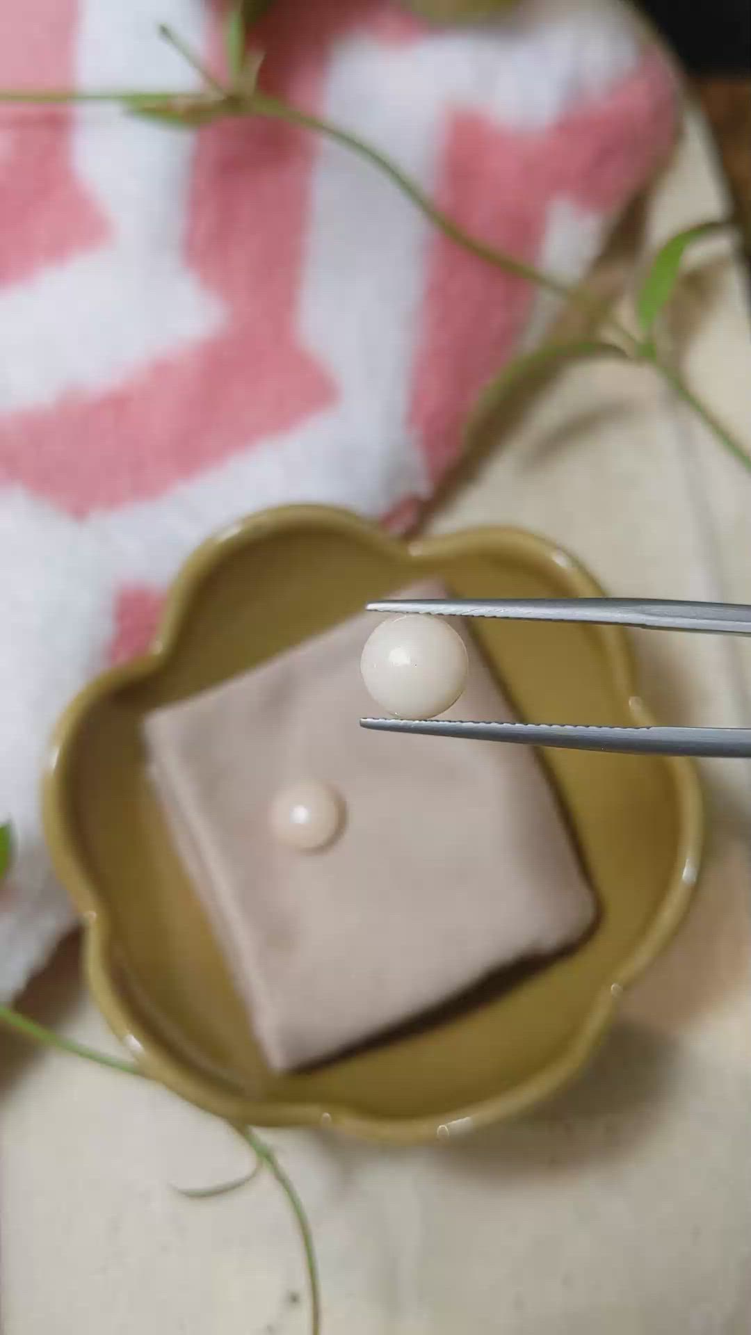 4.26 Ct.Tw.Total Carat Weight Cabochon Coral Pair from Italy Size Video