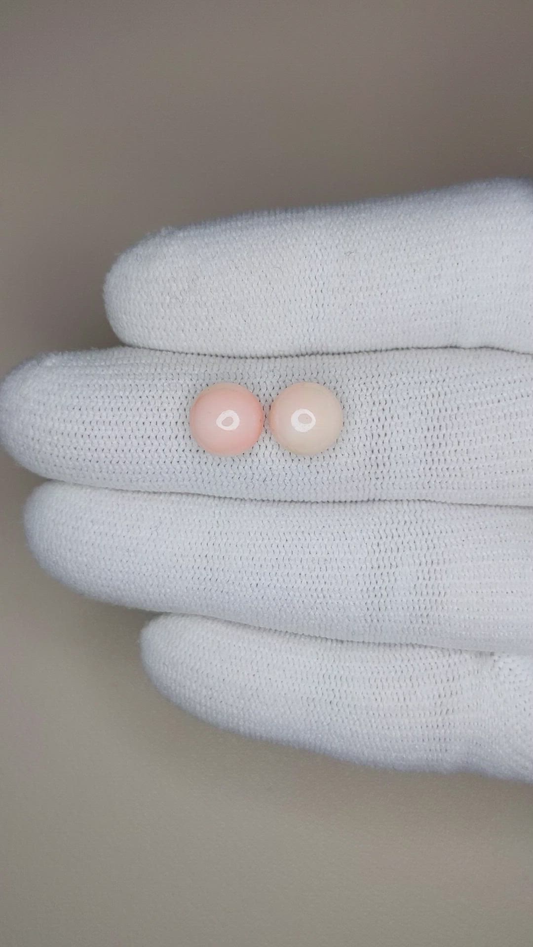 4.26 Ct.Tw.Total Carat Weight Cabochon Coral Pair from Italy Size Video