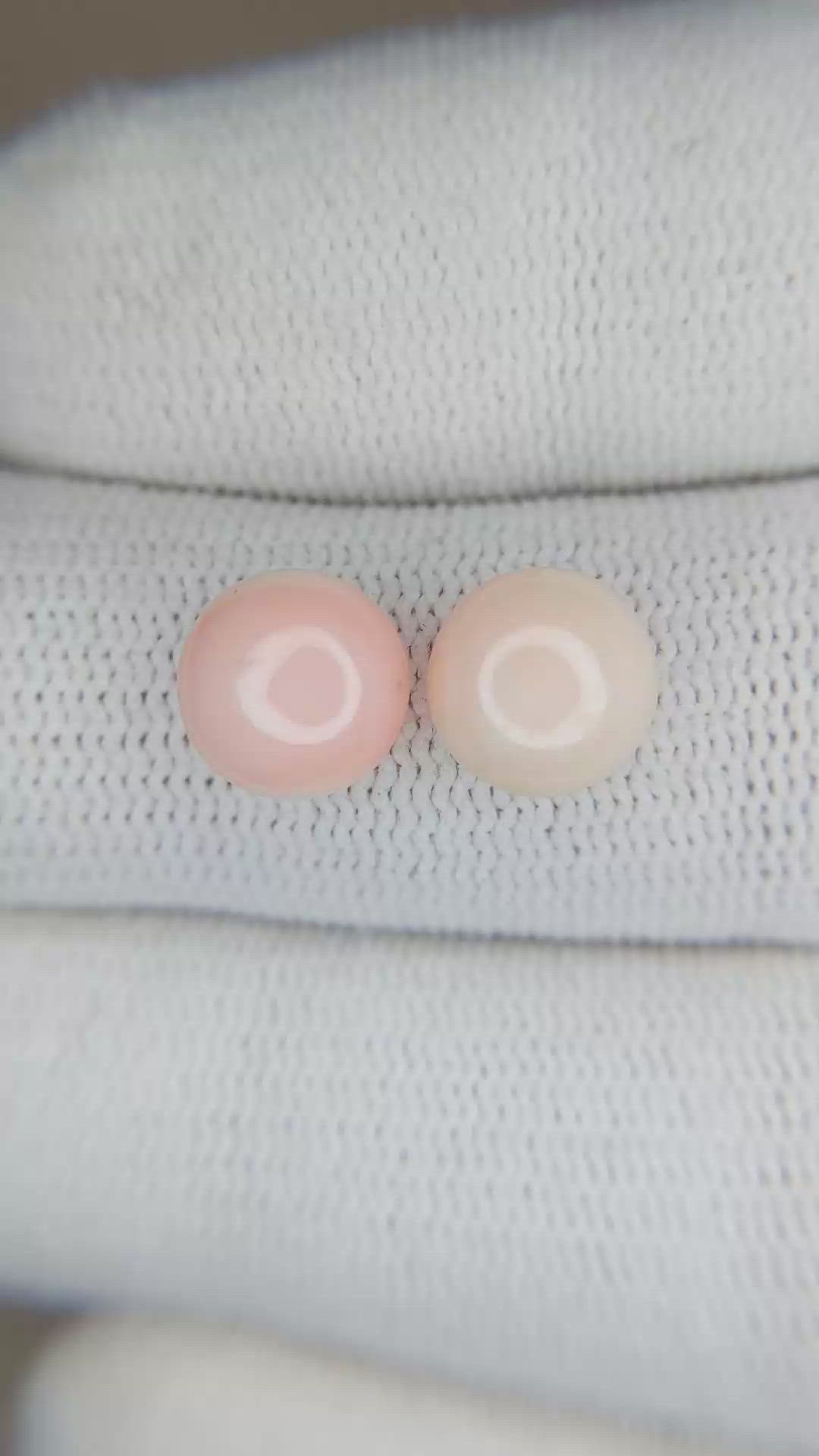 4.26 Ct.Tw.Total Carat Weight Cabochon Coral Pair from Italy Size Video