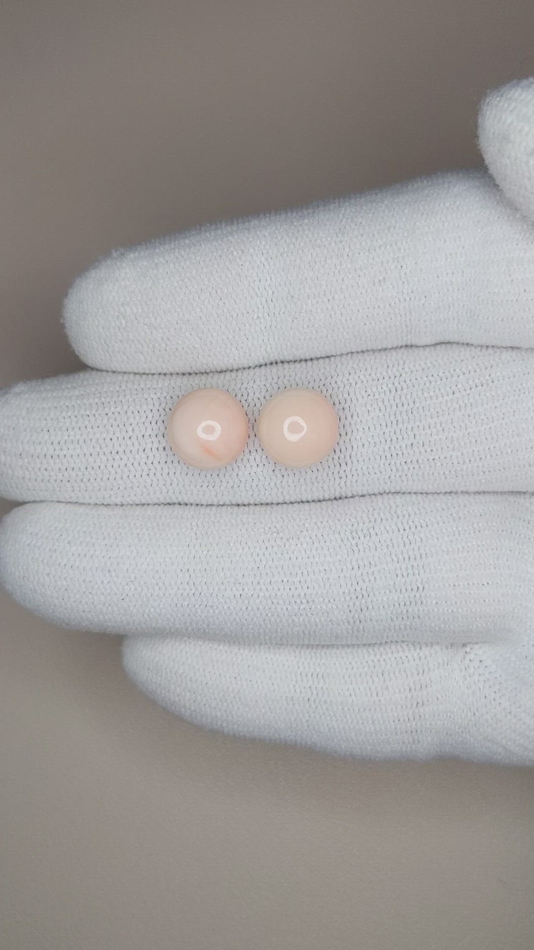 6.53 Ct.Tw.Total Carat Weight Cabochon Coral Pair from Italy Size Video