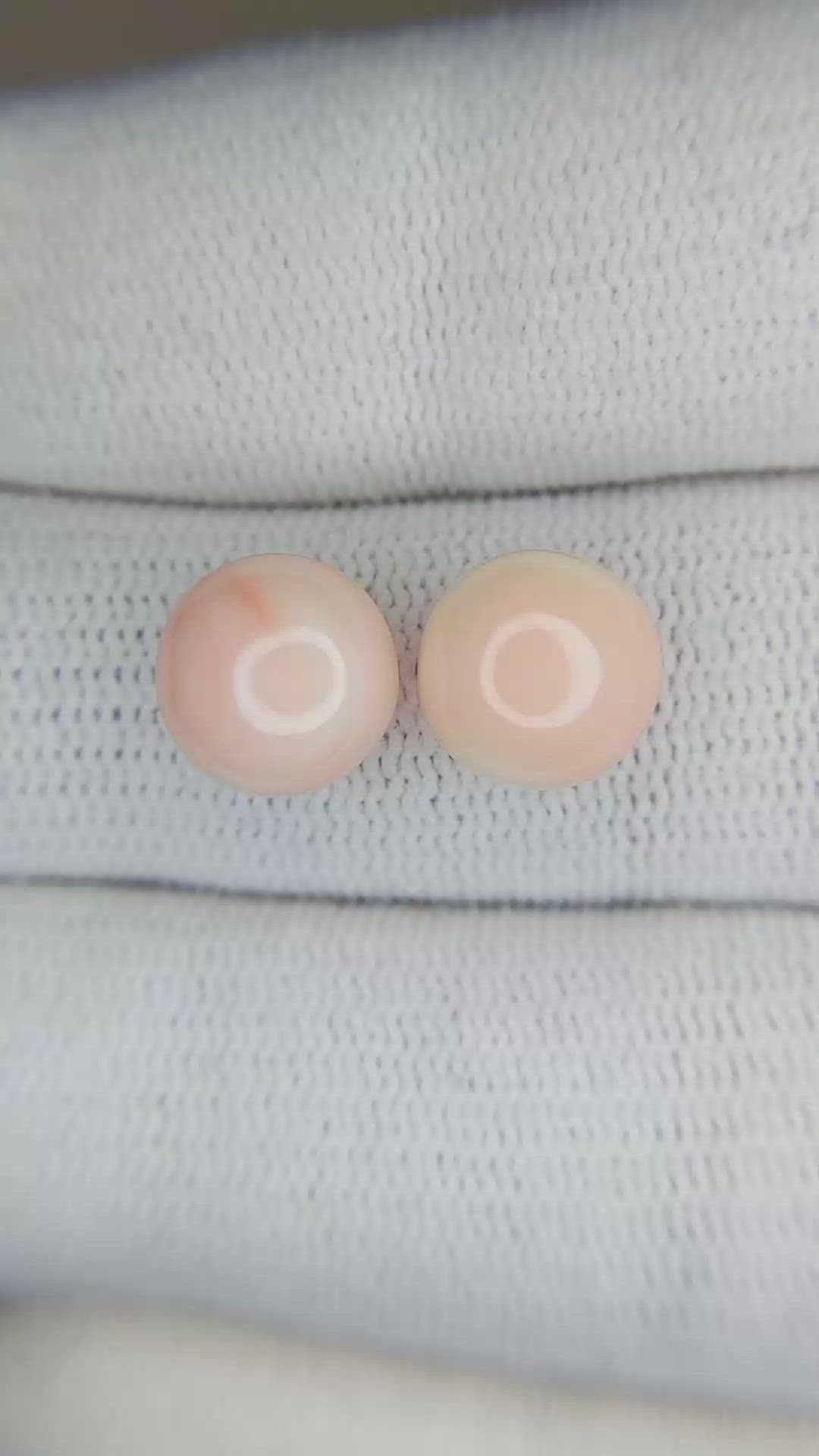 6.53 Ct.Tw.Total Carat Weight Cabochon Coral Pair from Italy Size Video