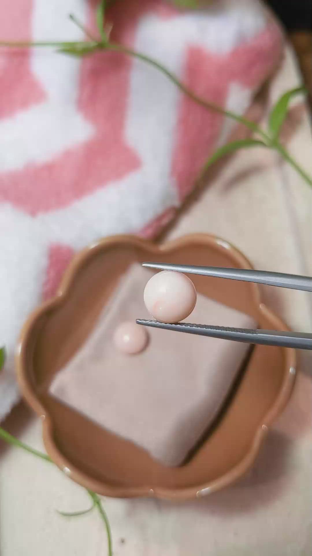 6.53 Ct.Tw.Total Carat Weight Cabochon Coral Pair from Italy Size Video