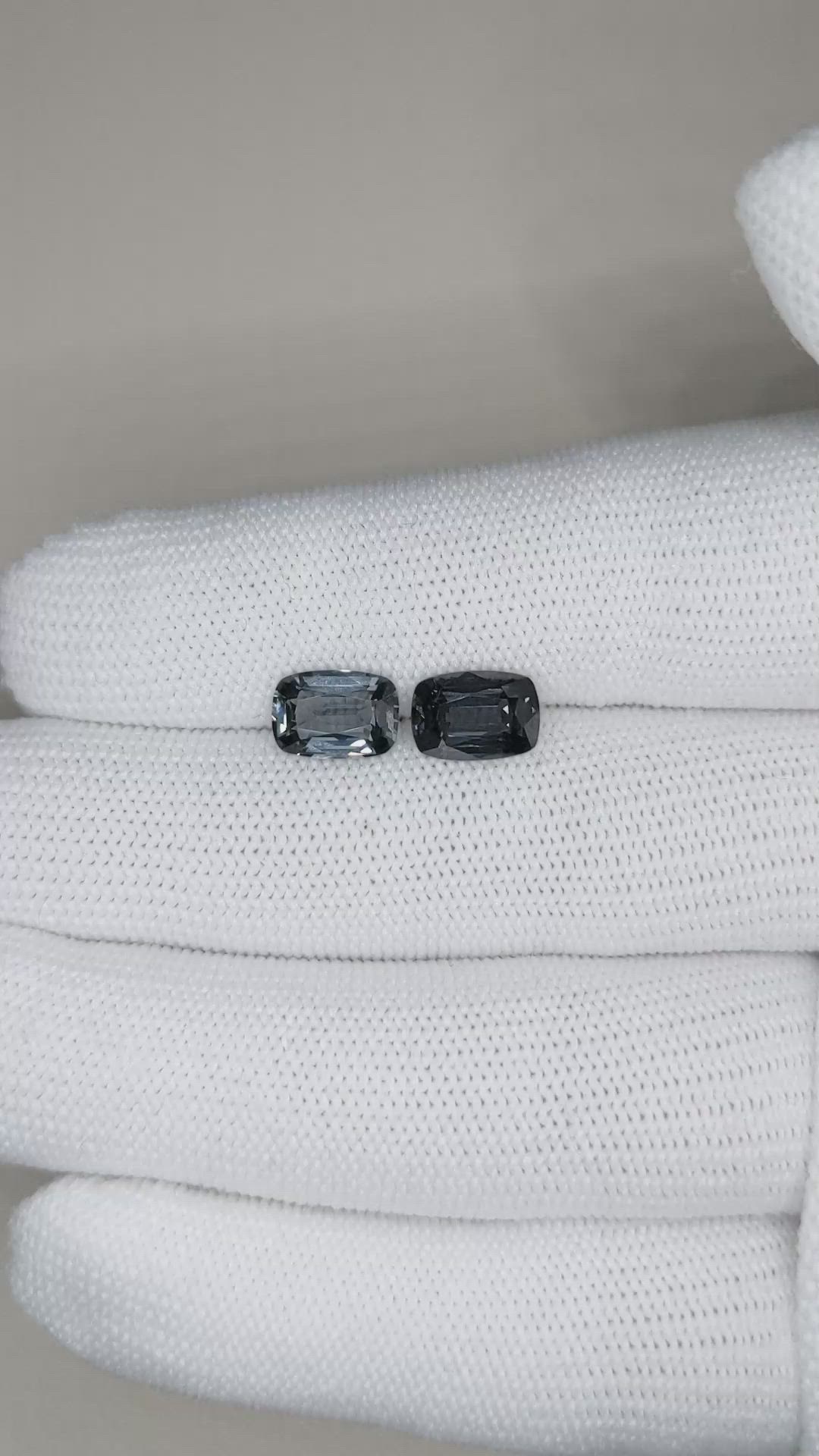 3.84 Ct.Tw.Total Carat Weight Spinel Pair from Burma (Myanmar) Size Video