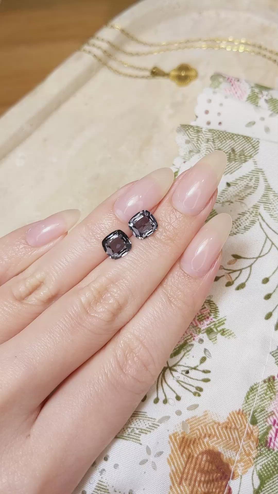 3.86 Ct.Tw.Total Carat Weight Spinel Pair from Burma (Myanmar) Size Video