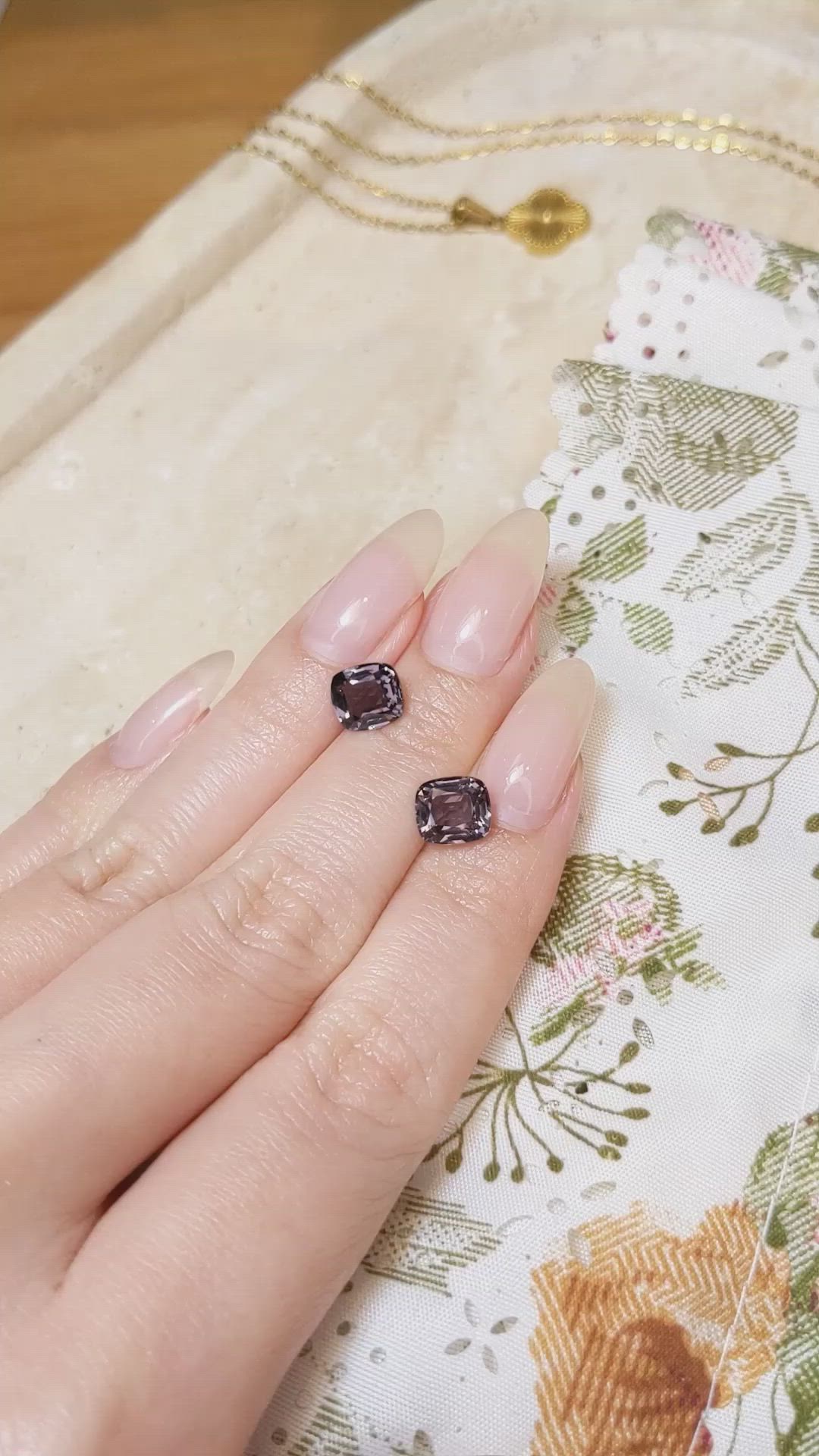 3.80 Ct.Tw.Total Carat Weight Spinel Pair from Burma (Myanmar) Size Video