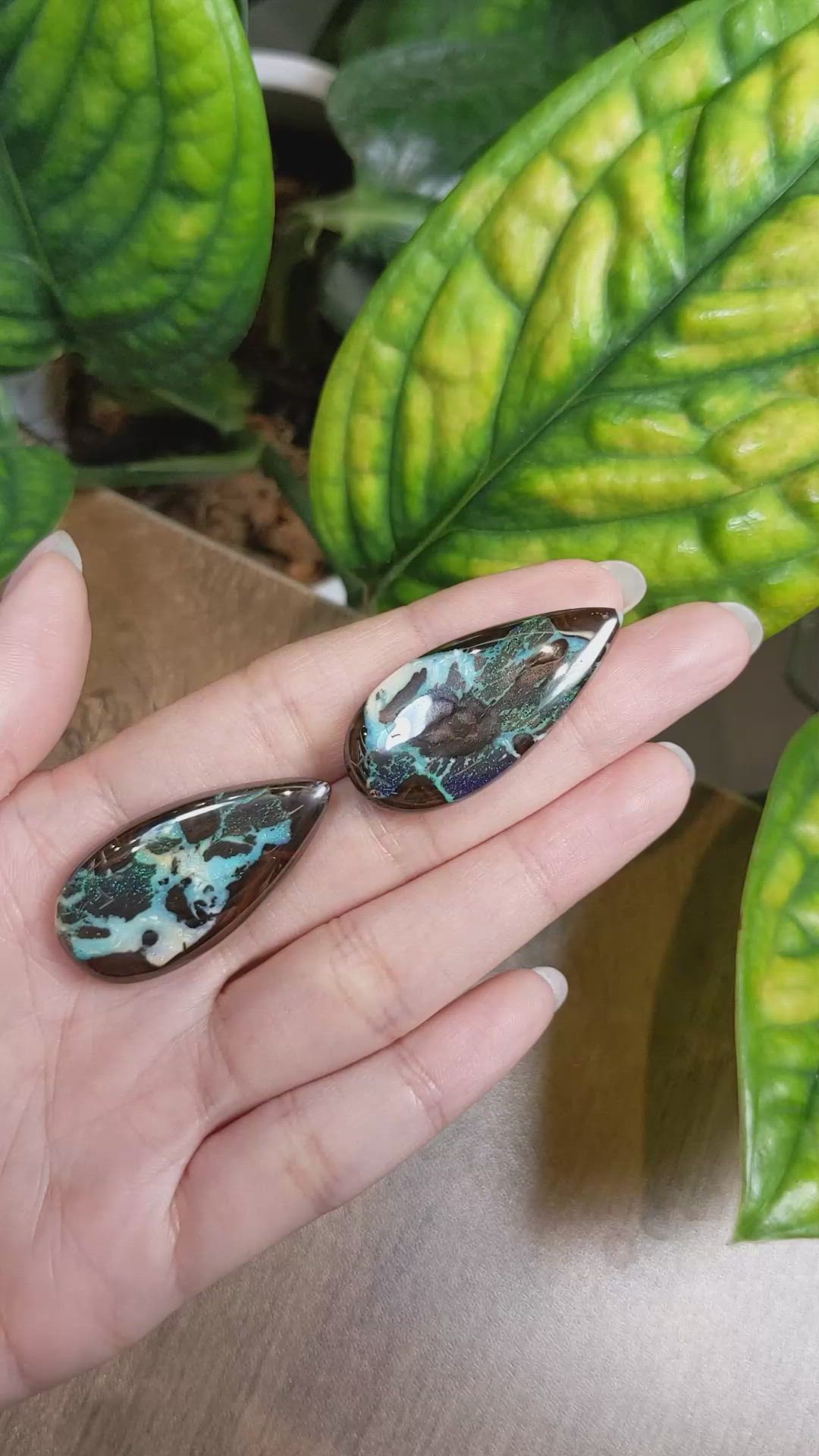 90.34 Ct.Tw.Total Carat Weight Cabochon Boulder Opal Pair from Australia Size Video