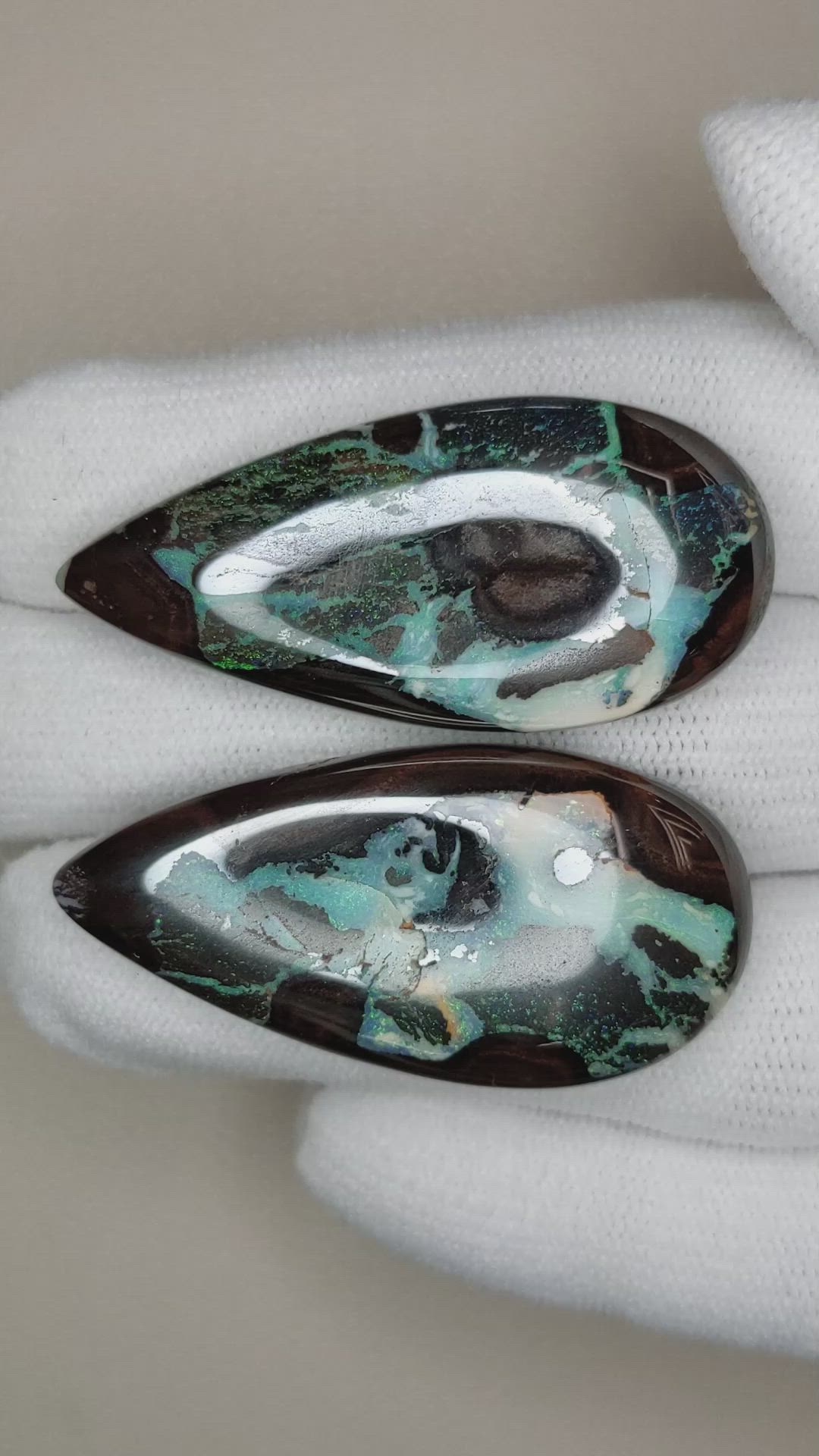90.34 Ct.Tw.Total Carat Weight Cabochon Boulder Opal Pair from Australia Size Video
