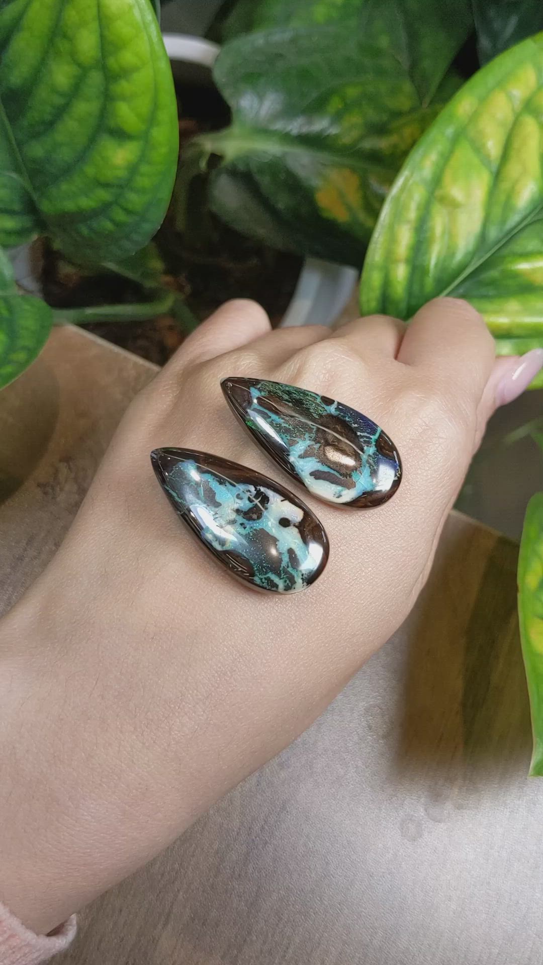 90.34 Ct.Tw.Total Carat Weight Cabochon Boulder Opal Pair from Australia Size Video