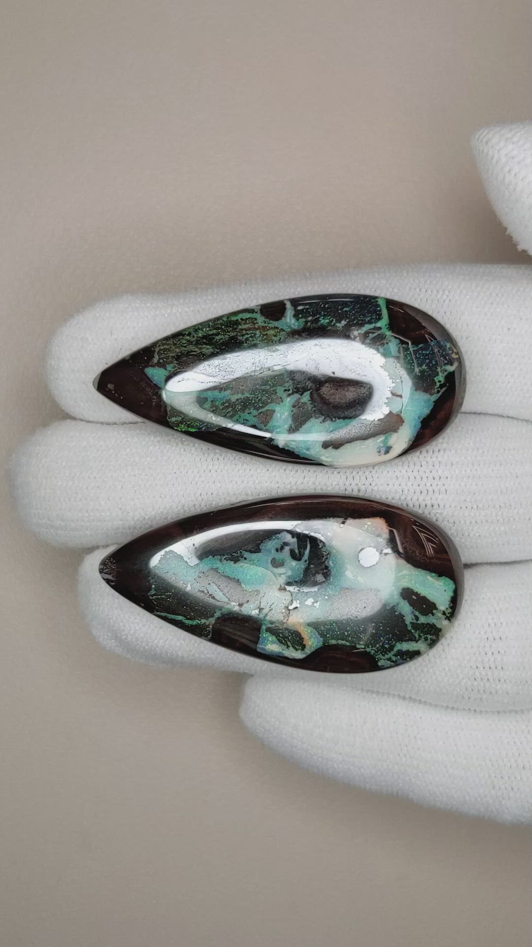 90.34 Ct.Tw.Total Carat Weight Cabochon Boulder Opal Pair from Australia Size Video
