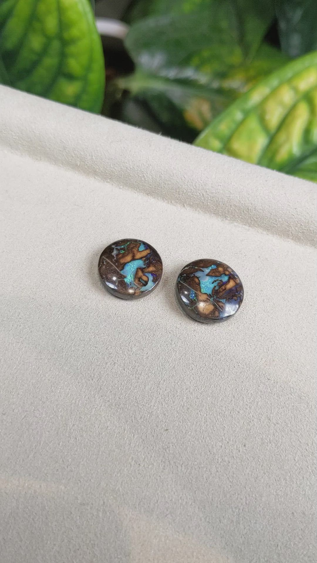 21.77 Ct.Tw.Total Carat Weight Cabochon Boulder Opal Pair from Australia Size Video