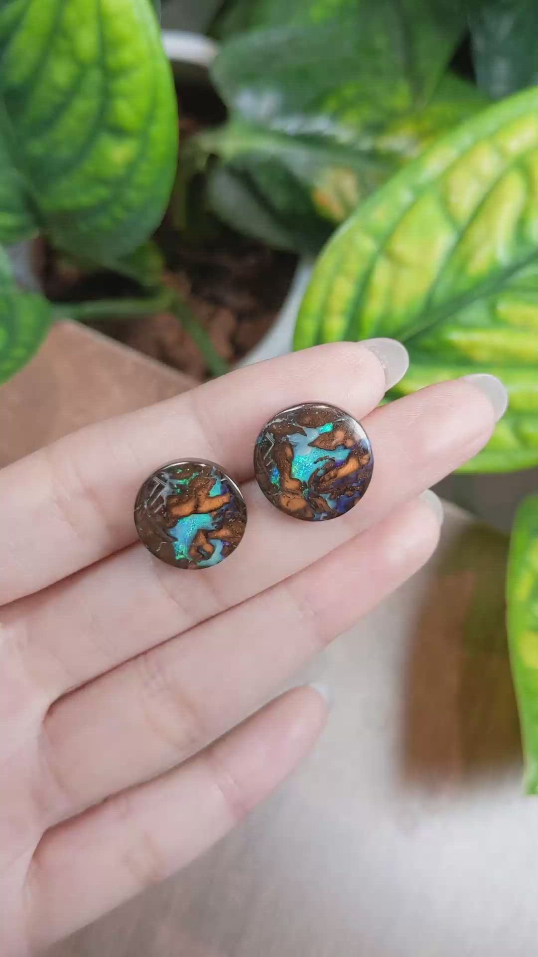 21.77 Ct.Tw.Total Carat Weight Cabochon Boulder Opal Pair from Australia Size Video