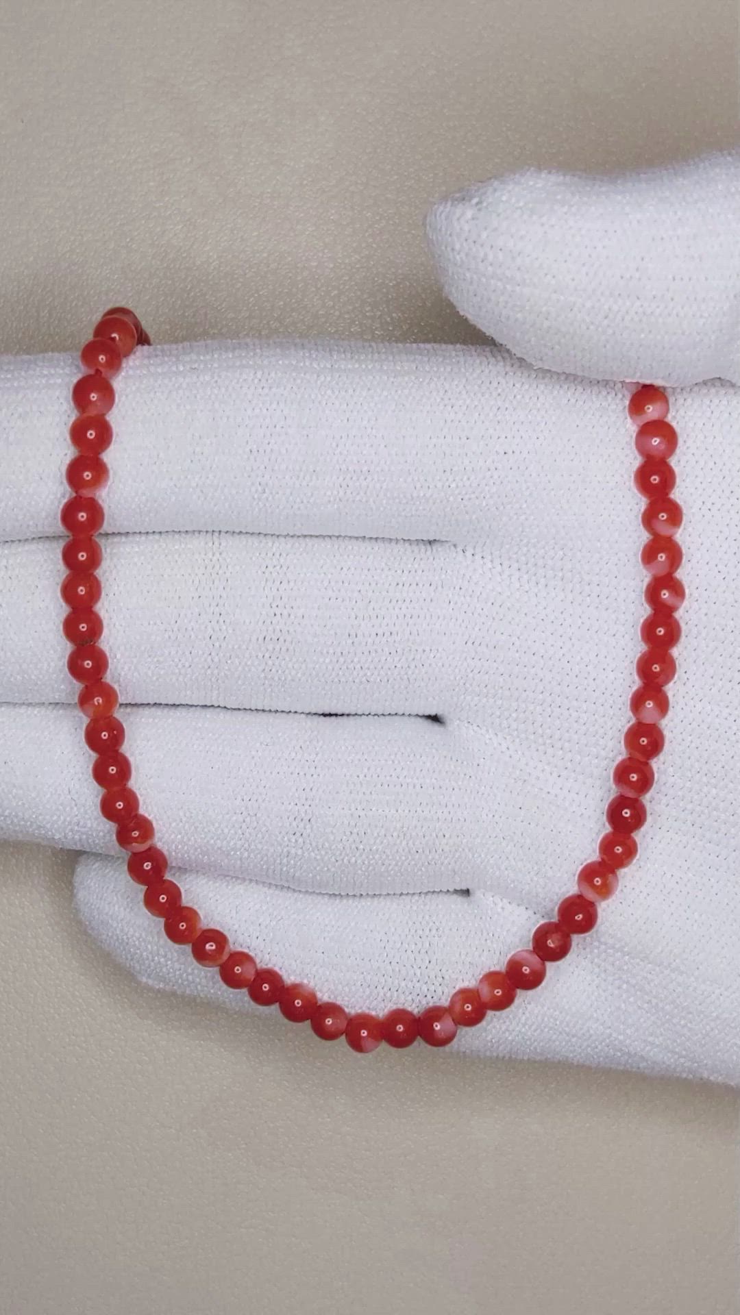 40.70 Ct. Coral Multi Stone Necklace, 18K Yellow Gold Size Video