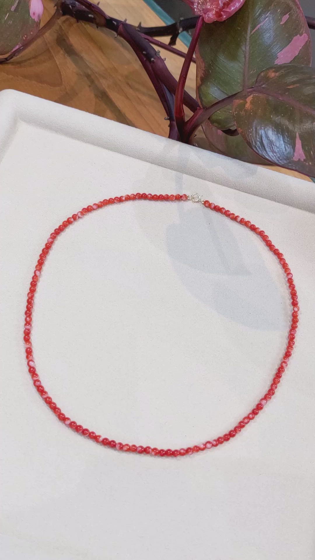 40.70 Ct. Coral Multi Stone Necklace, 18K Yellow Gold Size Video