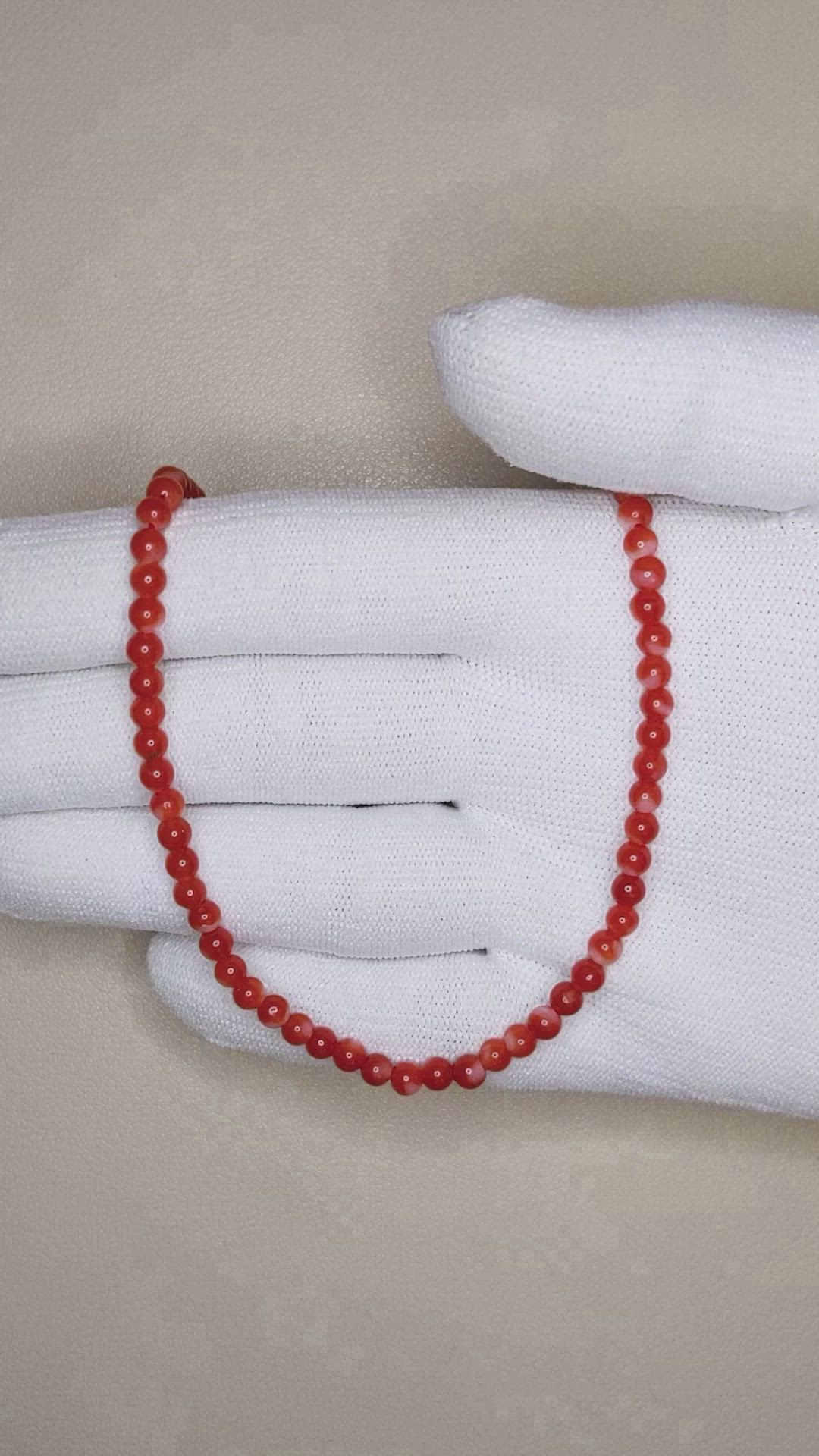 40.70 Ct. Coral Multi Stone Necklace, 18K Yellow Gold Size Video