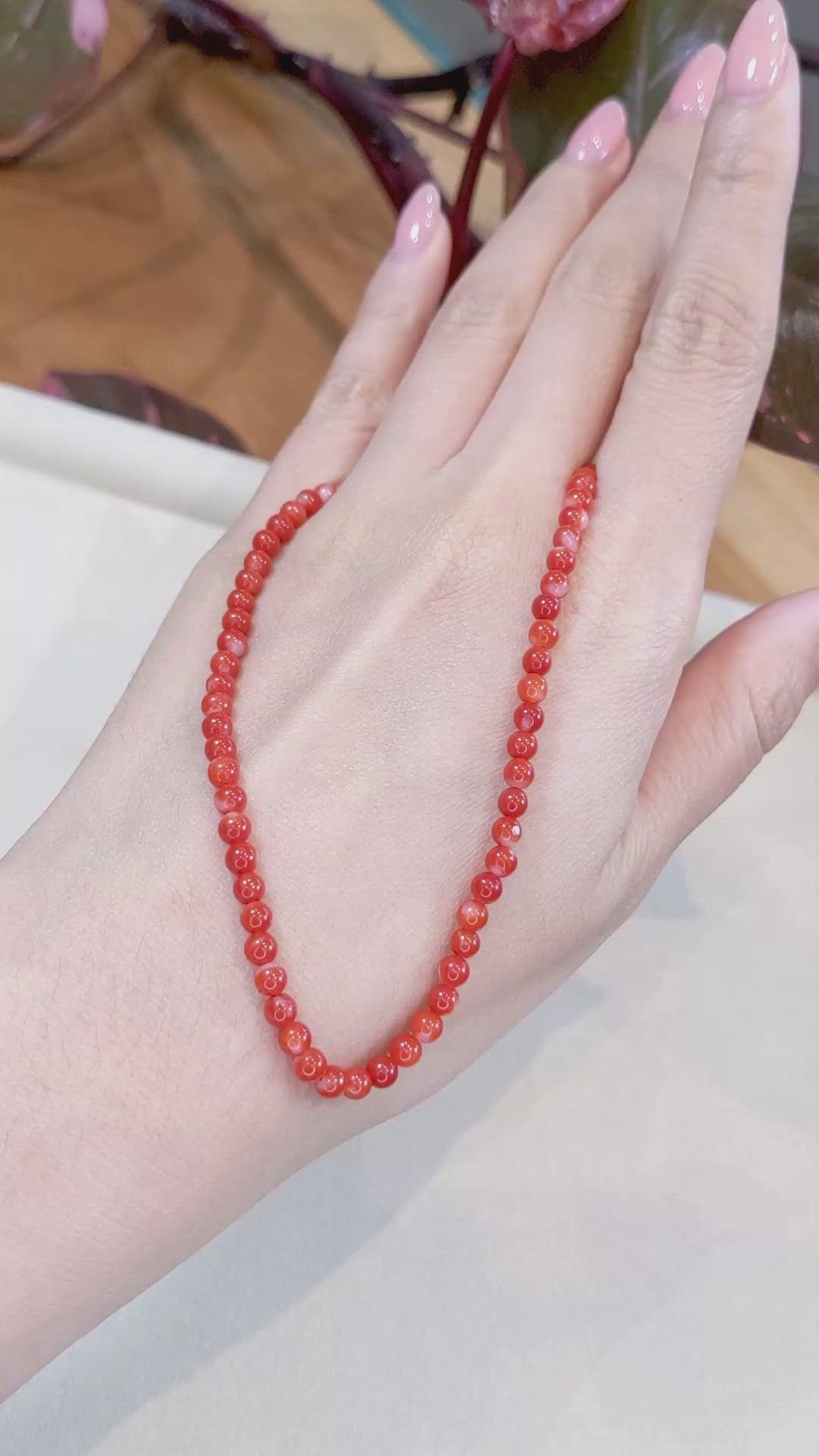 47.38 Ct. Coral Multi Stone Necklace, 18K Yellow Gold Size Video