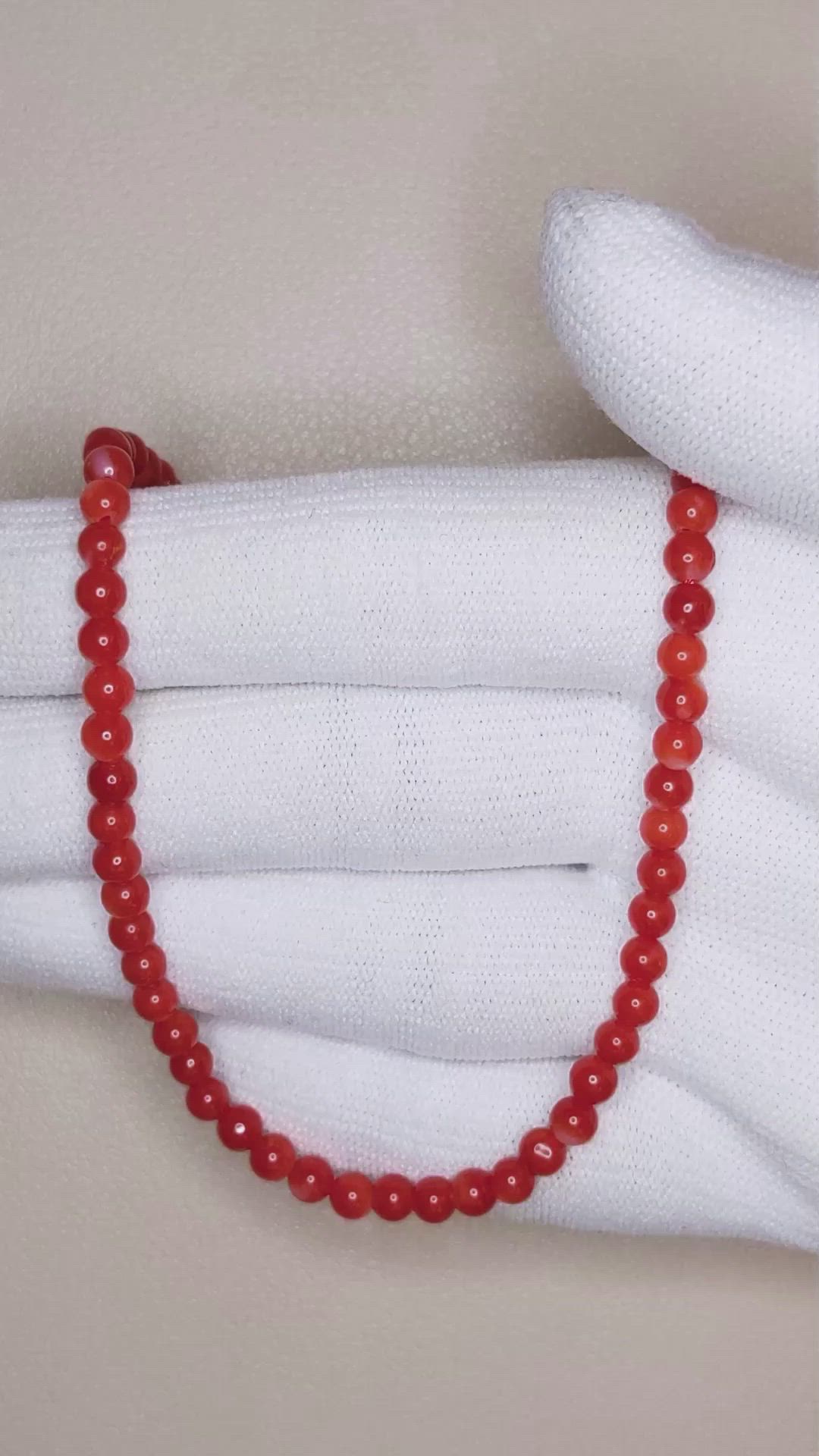 47.38 Ct. Coral Multi Stone Necklace, 18K Yellow Gold Size Video