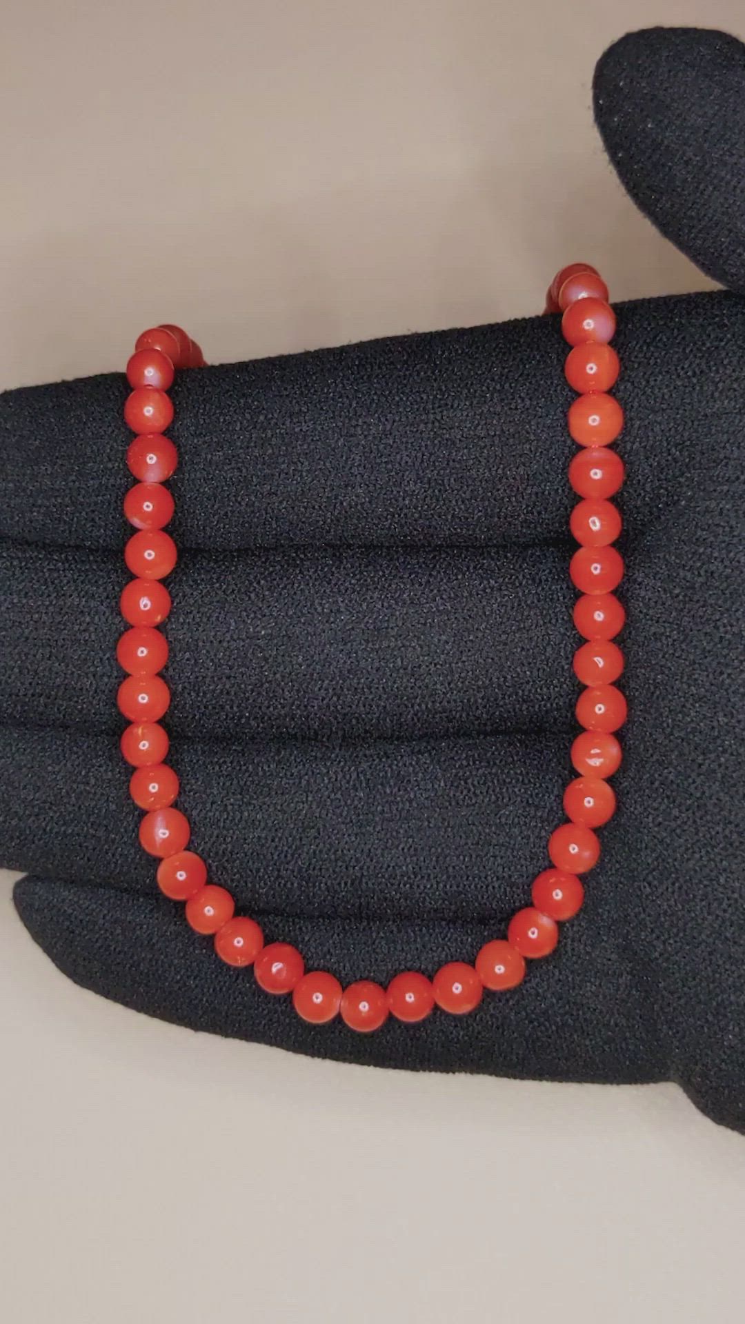 57.05 Ct. Coral Multi Stone Necklace, 18K Yellow Gold Size Video