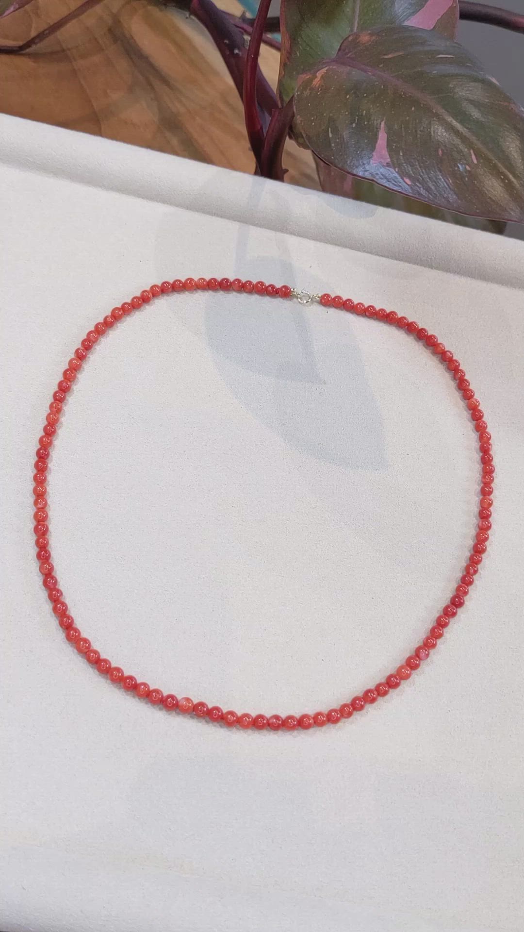 57.05 Ct. Coral Multi Stone Necklace, 18K Yellow Gold Size Video