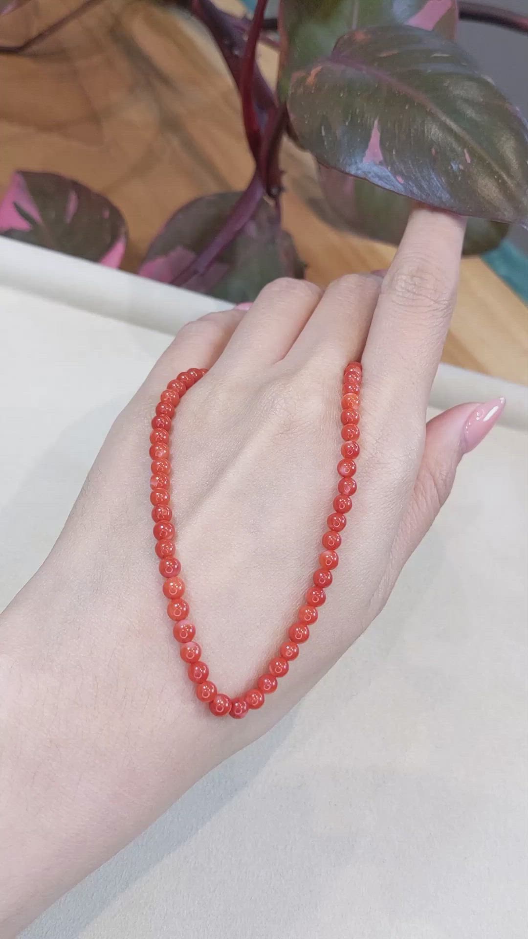 57.05 Ct. Coral Multi Stone Necklace, 18K Yellow Gold Size Video