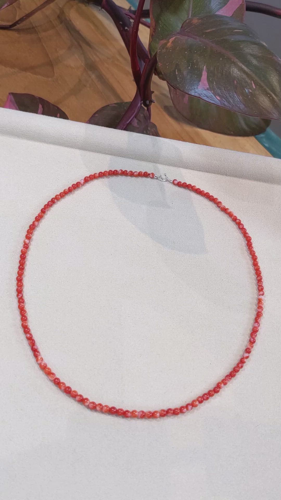 41.58 Ct. Coral Multi Stone Necklace, 18K White Gold Size Video