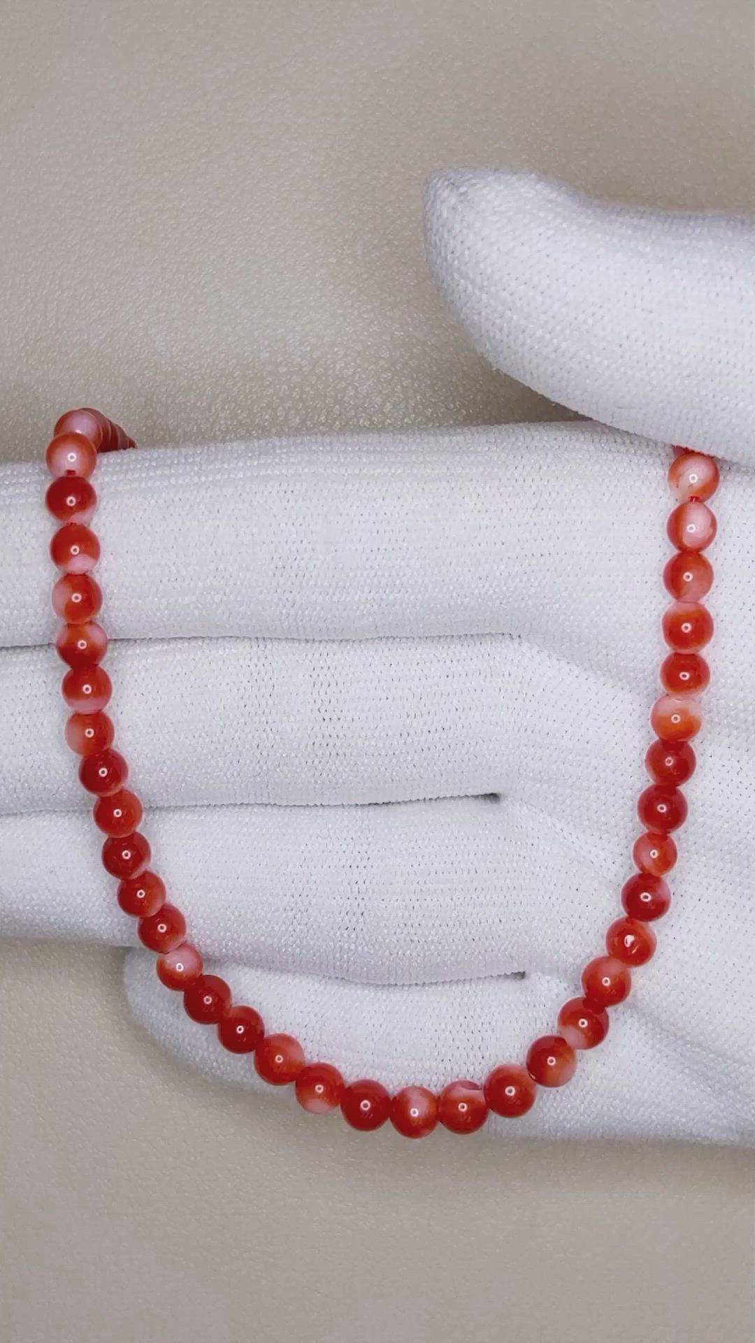 52.50 Ct. Coral Multi Stone Necklace, 18K White Gold Size Video