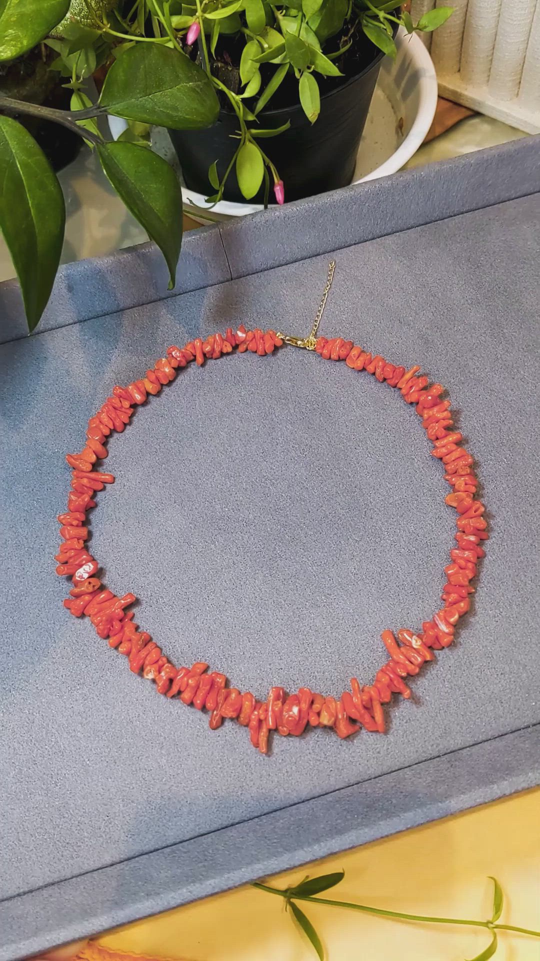 121.38 Ct. Coral Multi Stone Necklace, 18K Yellow Gold Size Video