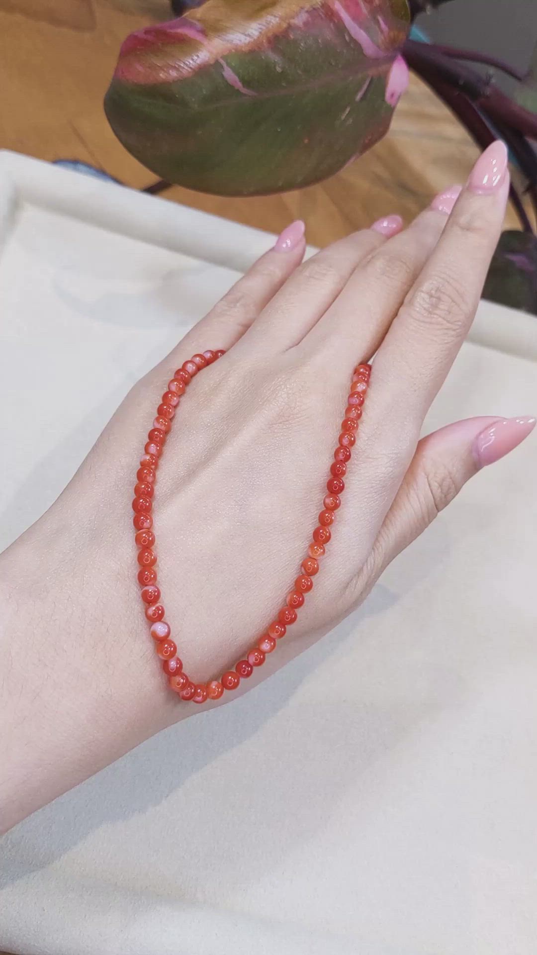 52.85 Ct. Coral Multi Stone Necklace, 18K Yellow Gold Size Video