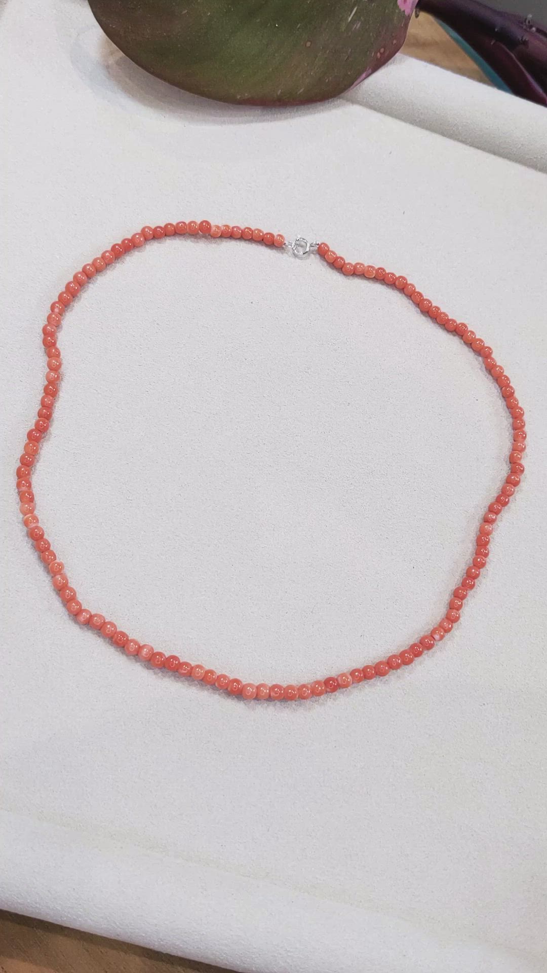 38.11 Ct. Coral Multi Stone Necklace, 18K White Gold Size Video