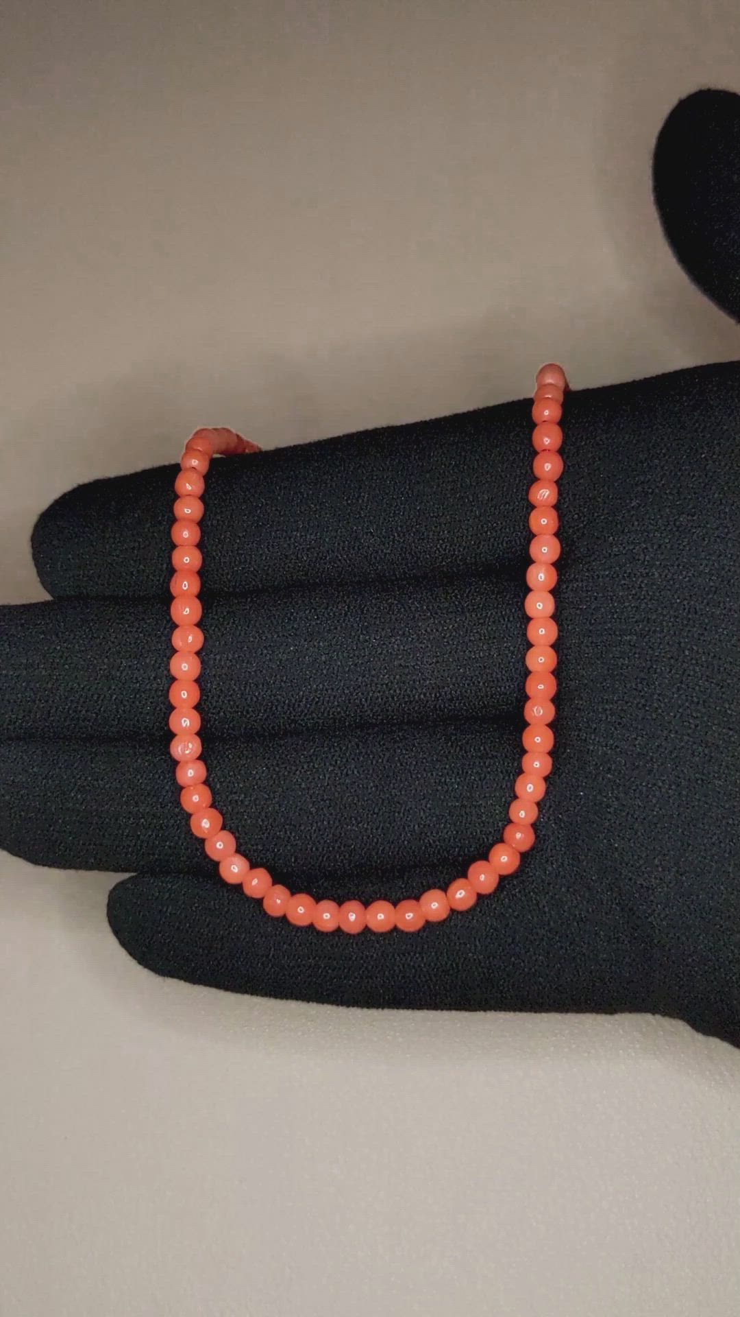 40.16 Ct. Coral Multi Stone Necklace, 18K Yellow Gold Size Video