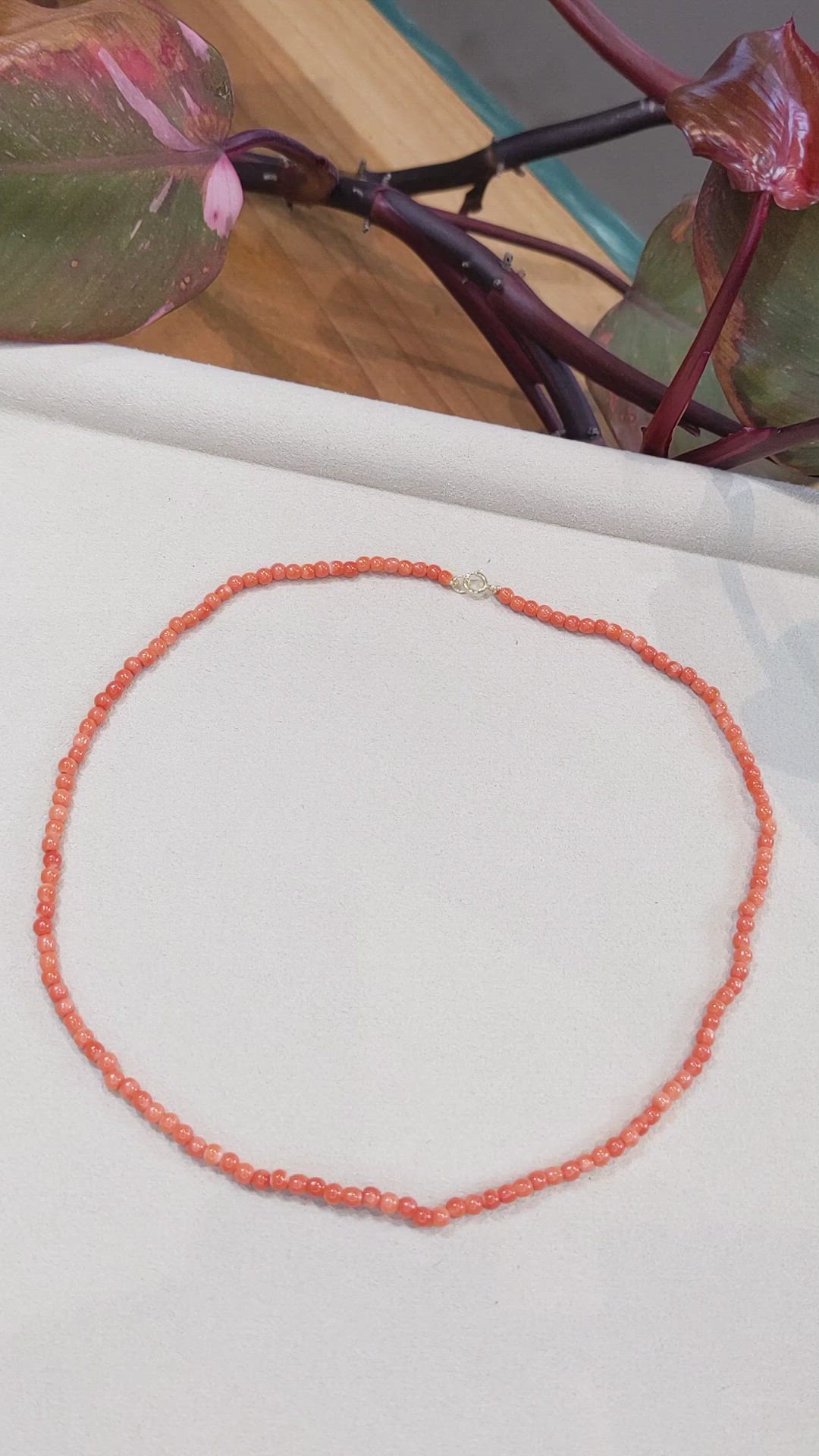 31.61 Ct. Coral Multi Stone Necklace, 18K Yellow Gold Size Video