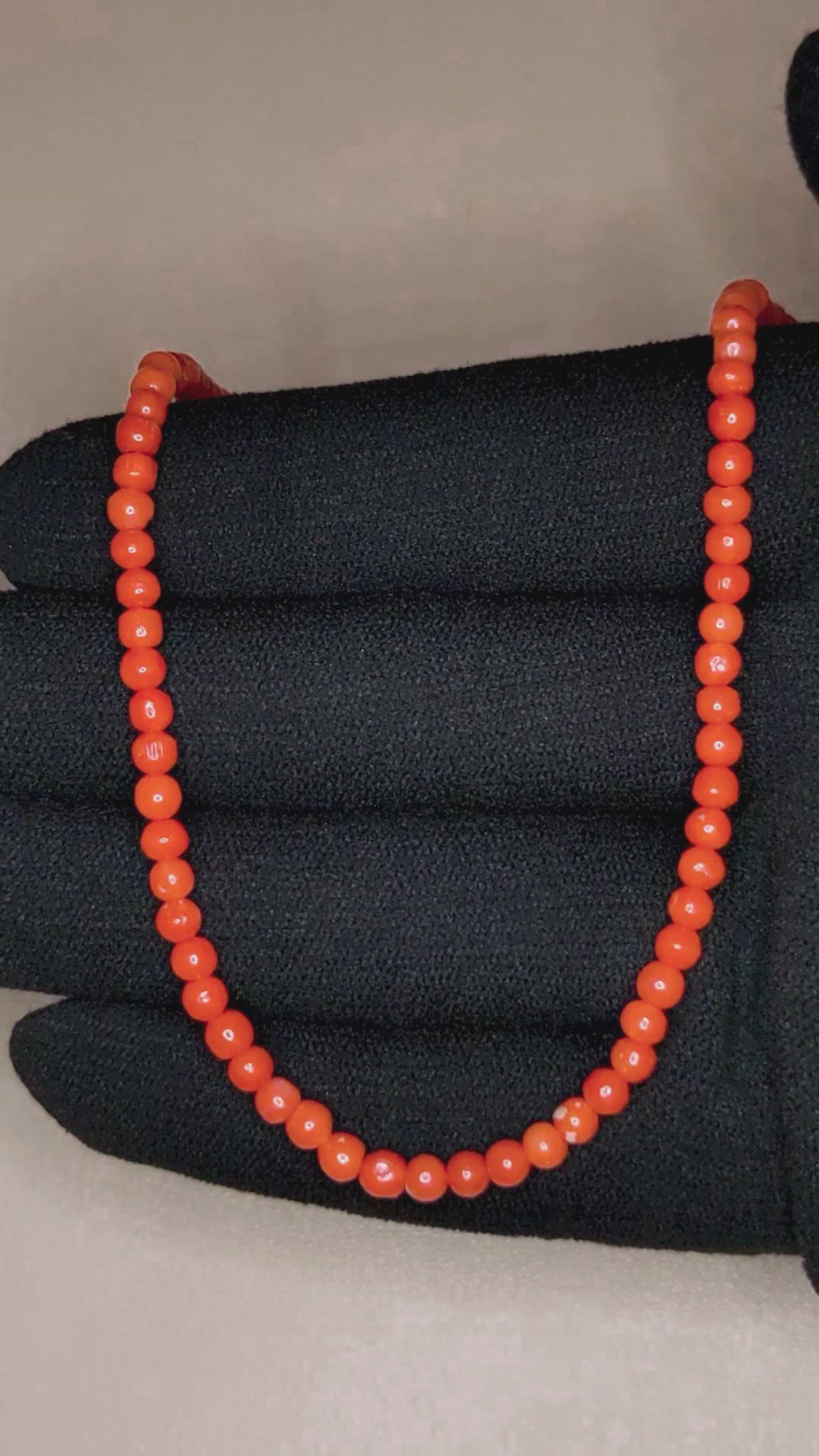 36.93 Ct. Coral Multi Stone Necklace, 18K Yellow Gold Size Video