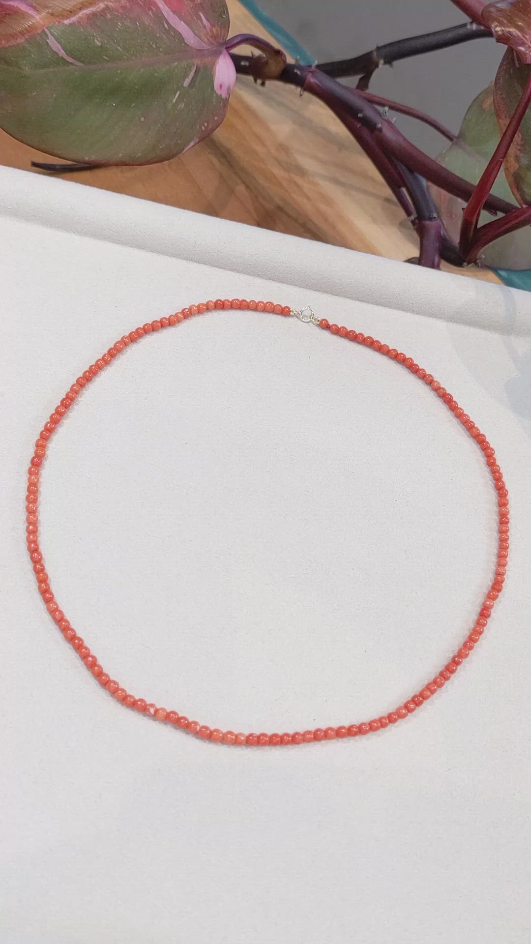 36.93 Ct. Coral Multi Stone Necklace, 18K Yellow Gold Size Video