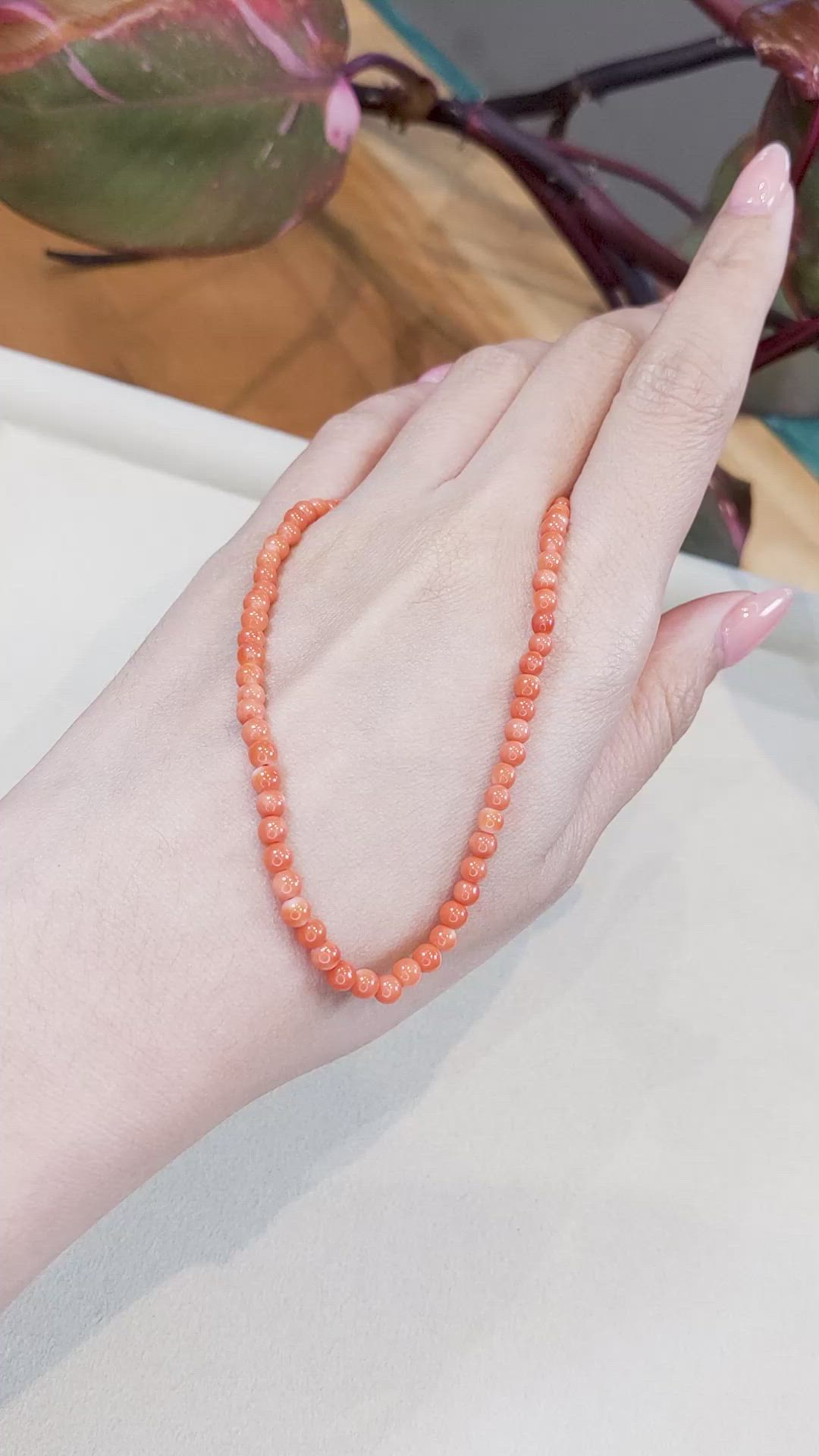 37.80 Ct. Coral Multi Stone Necklace, 18K Yellow Gold Size Video