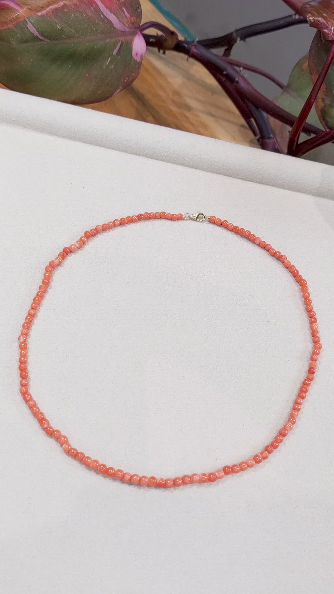 37.80 Ct. Coral Multi Stone Necklace, 18K Yellow Gold Size Video