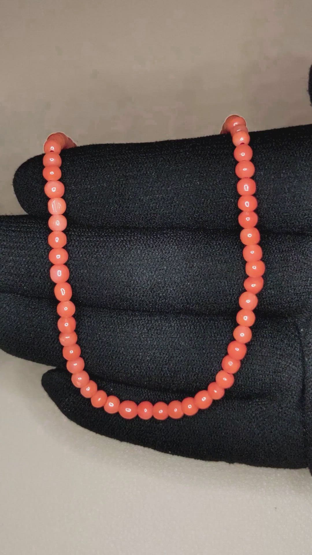 33.33 Ct. Coral Multi Stone Necklace, 18K Yellow Gold Size Video