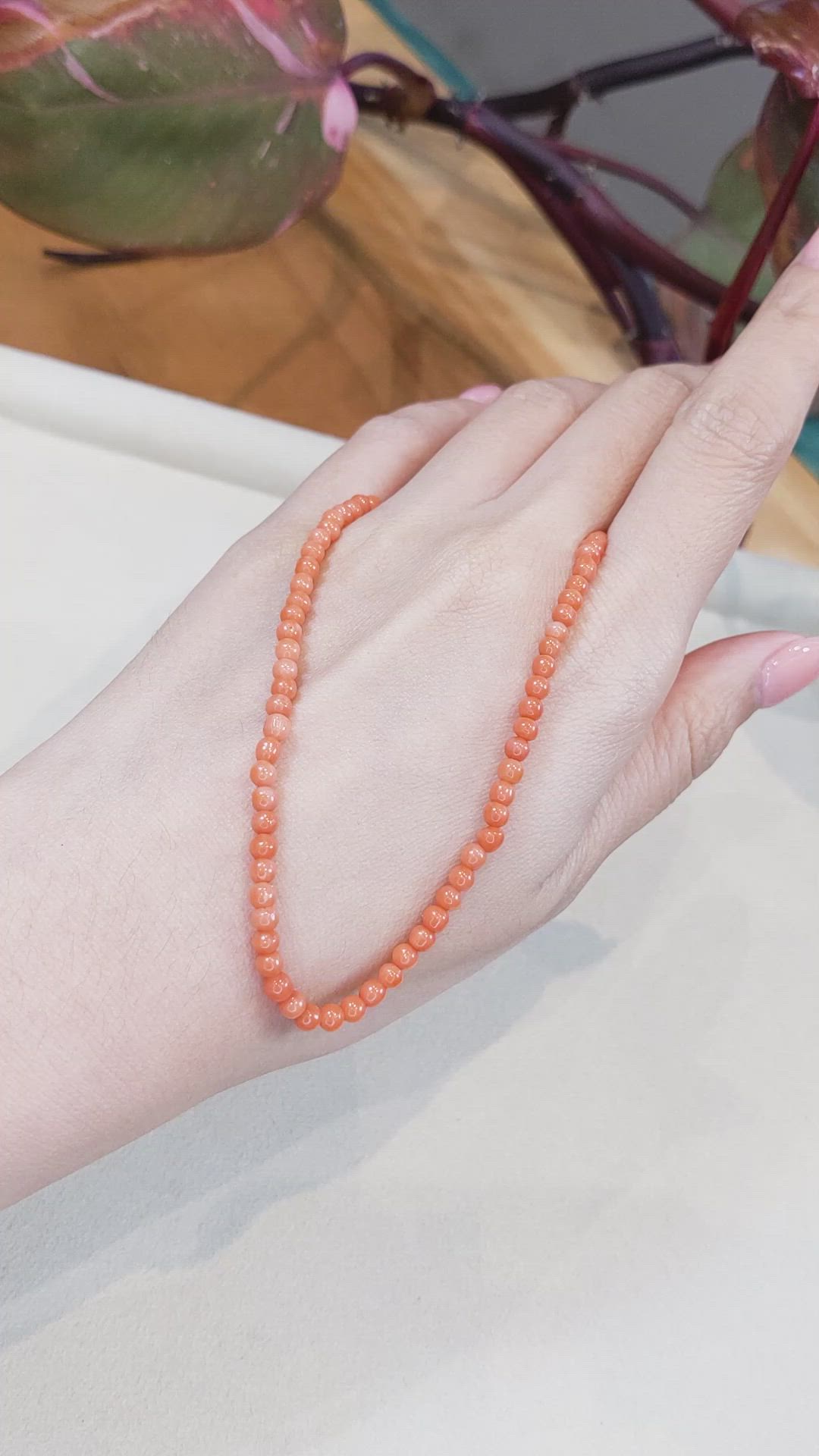 33.33 Ct. Coral Multi Stone Necklace, 18K Yellow Gold Size Video