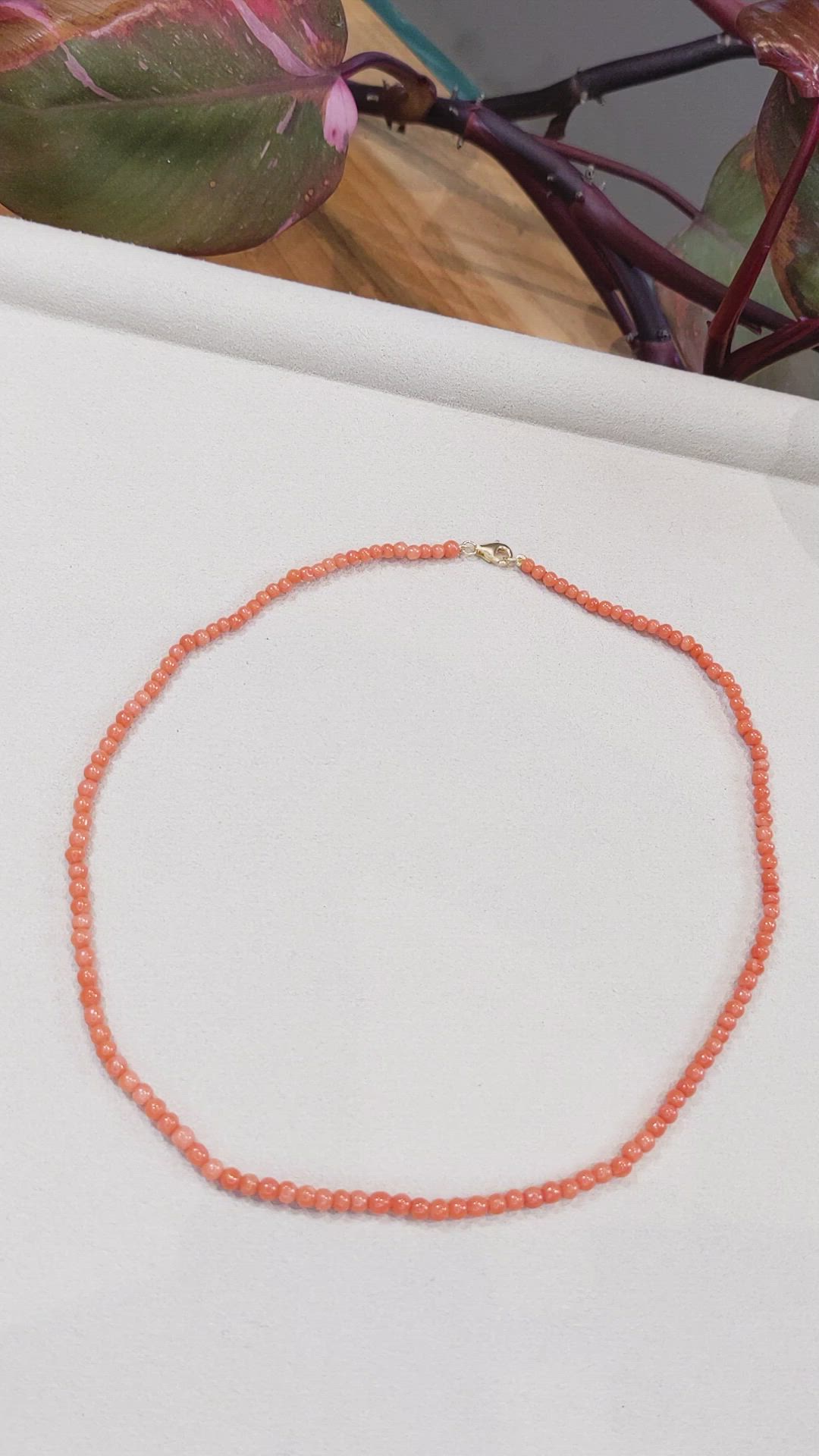 33.33 Ct. Coral Multi Stone Necklace, 18K Yellow Gold Size Video