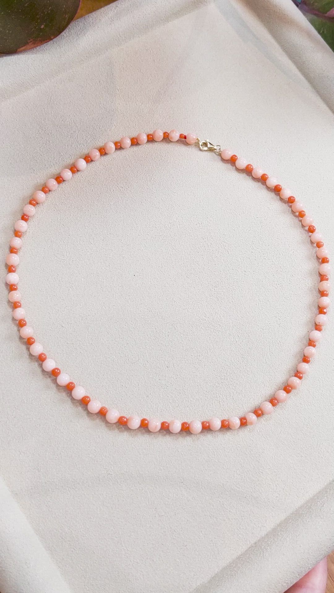 36.02 Ct. Coral Coral Multi Stone Necklace, 18K Yellow Gold Size Video