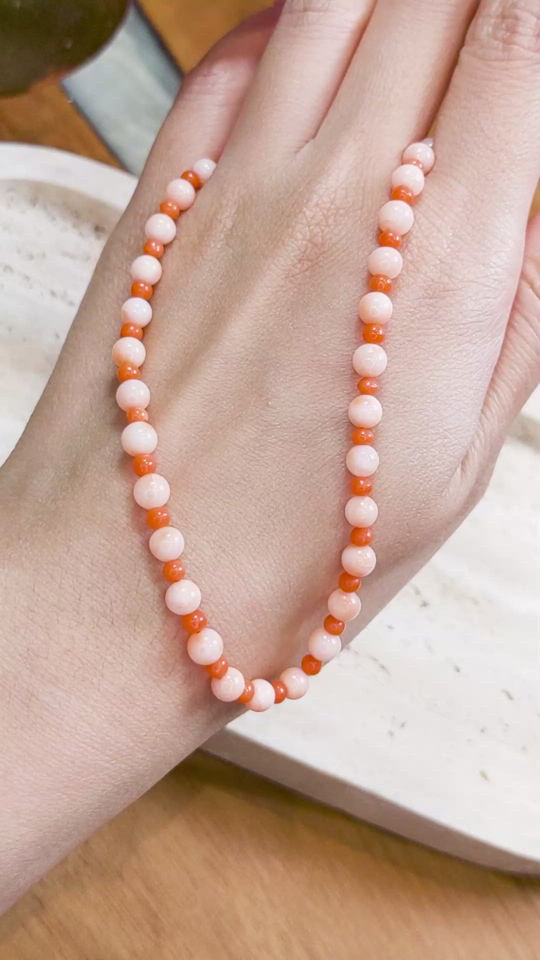 36.02 Ct. Coral Coral Multi Stone Necklace, 18K Yellow Gold Size Video