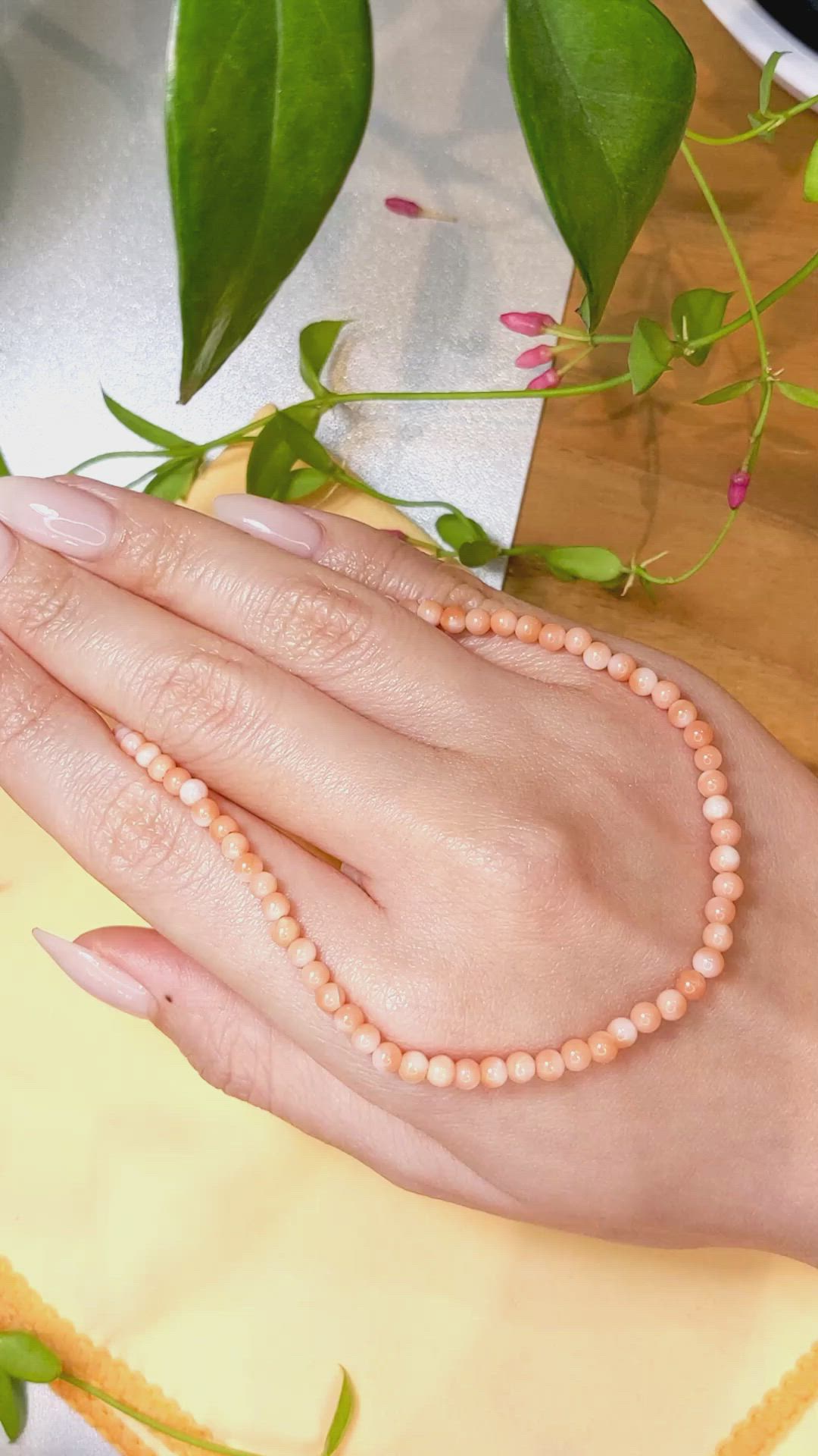 39.14 Ct. Coral Multi Stone Necklace, 18K White Gold Size Video