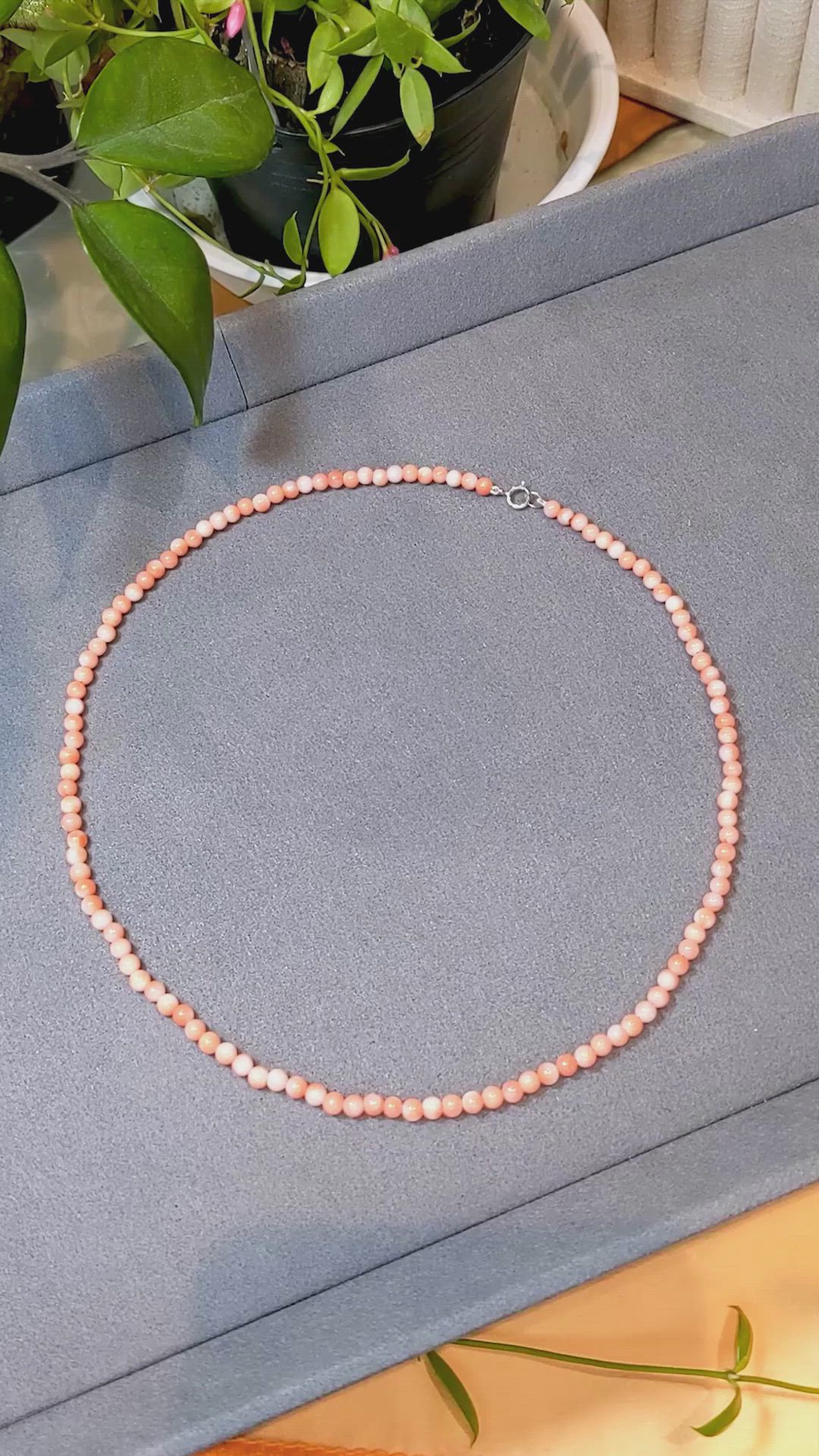 39.14 Ct. Coral Multi Stone Necklace, 18K White Gold Size Video