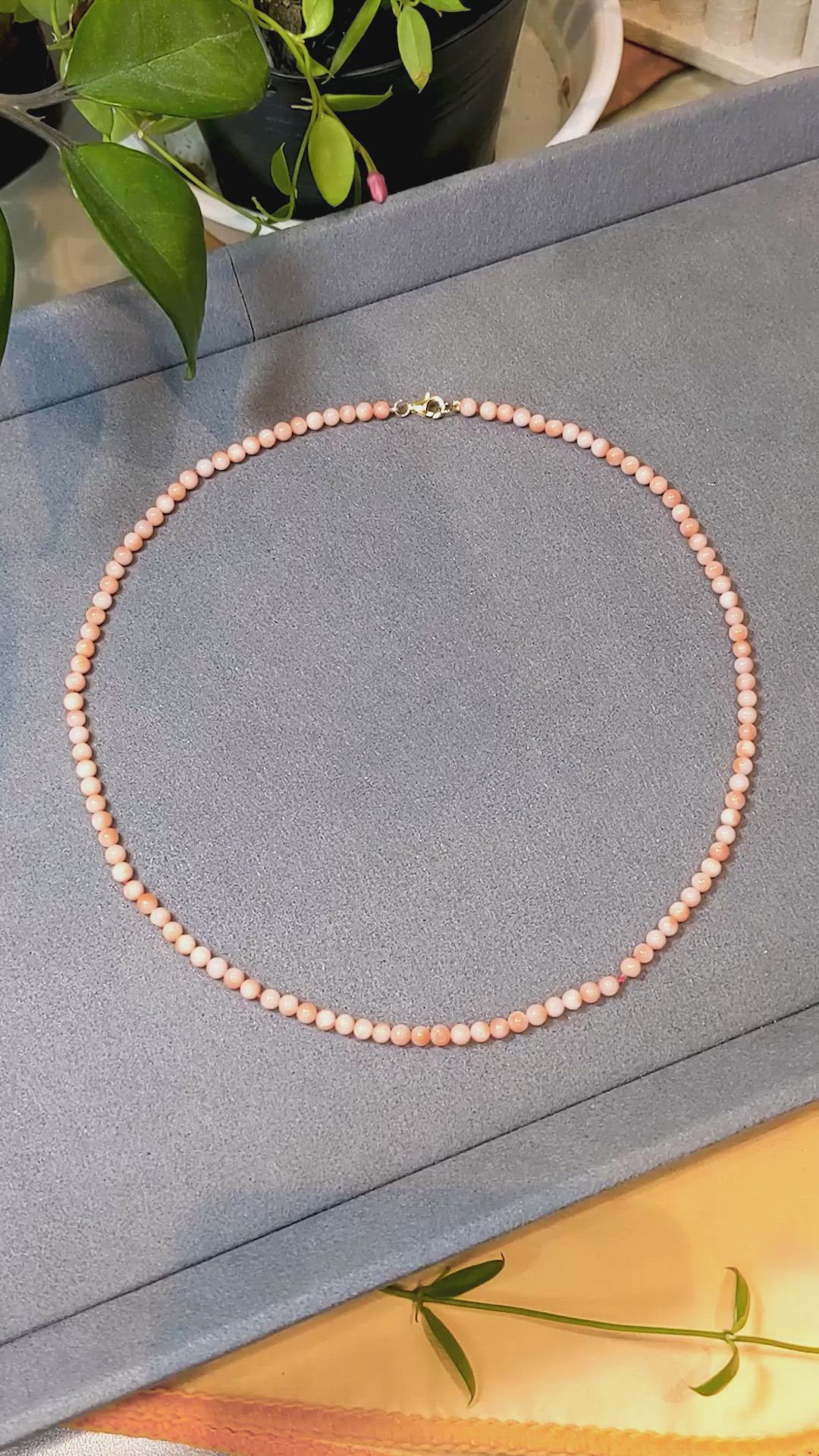 37.26 Ct. Coral Multi Stone Necklace, 18K Yellow Gold Size Video