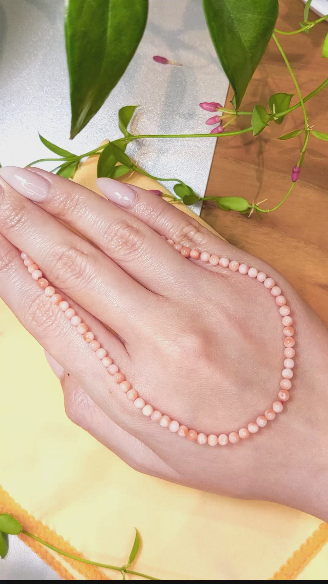 37.26 Ct. Coral Multi Stone Necklace, 18K Yellow Gold Size Video