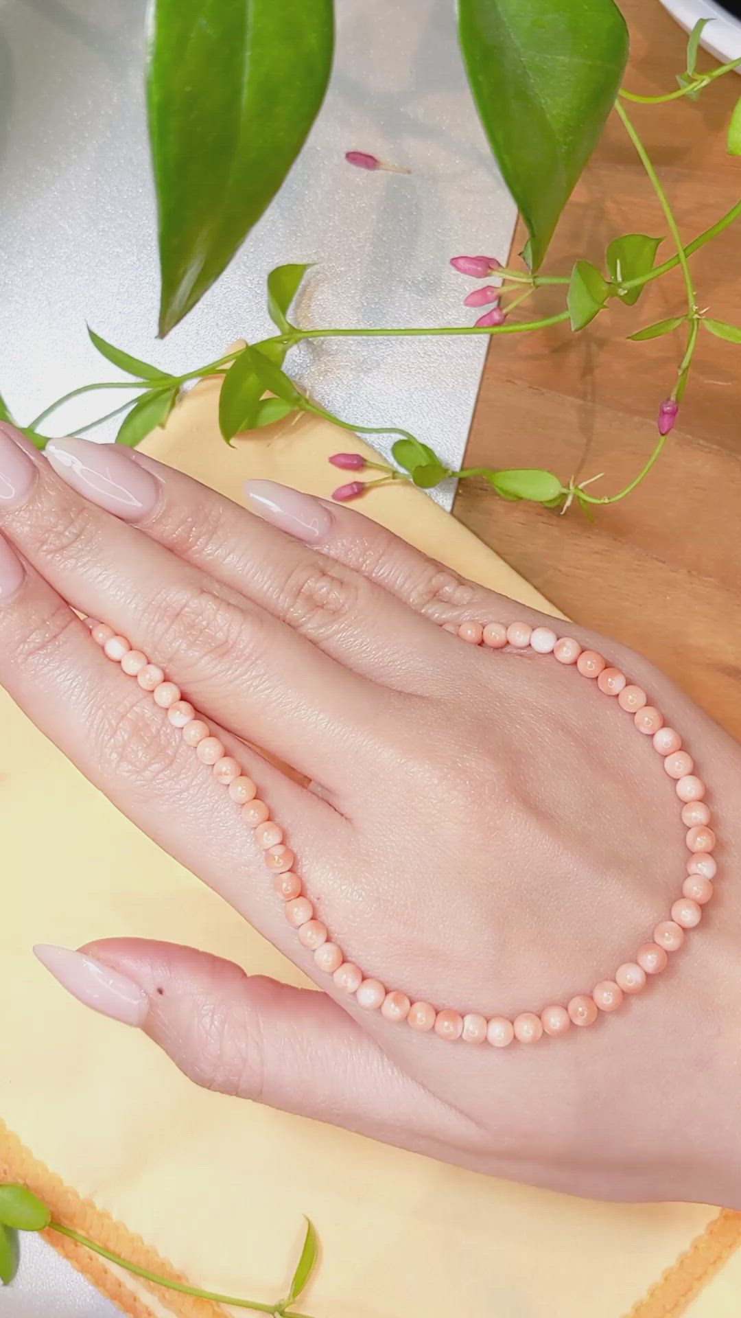 50.18 Ct. Coral Multi Stone Necklace, 18K Yellow Gold Size Video