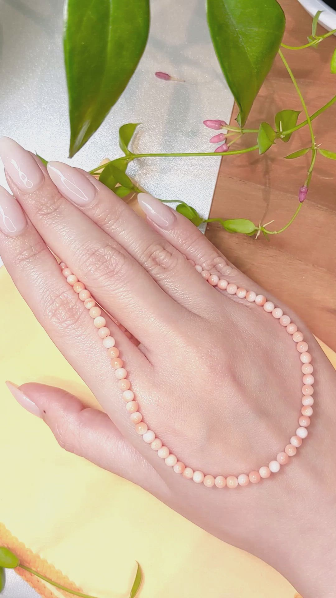 41.47 Ct. Coral Multi Stone Necklace, 18K Yellow Gold Size Video